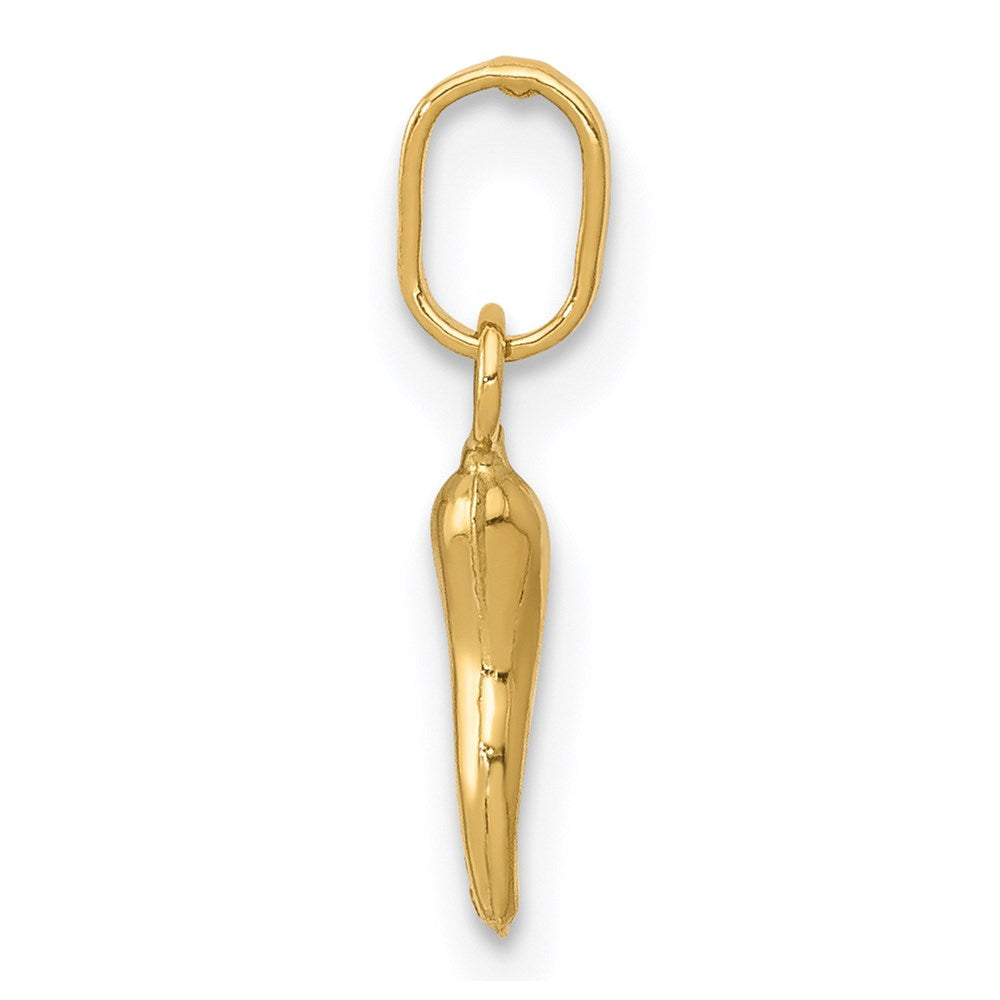 3D Italian Horn Charm in Gold - Extra Small Size (Model XCH117) | Perfect for Necklaces, Bracelets & Good Luck Jewelry Gifts
