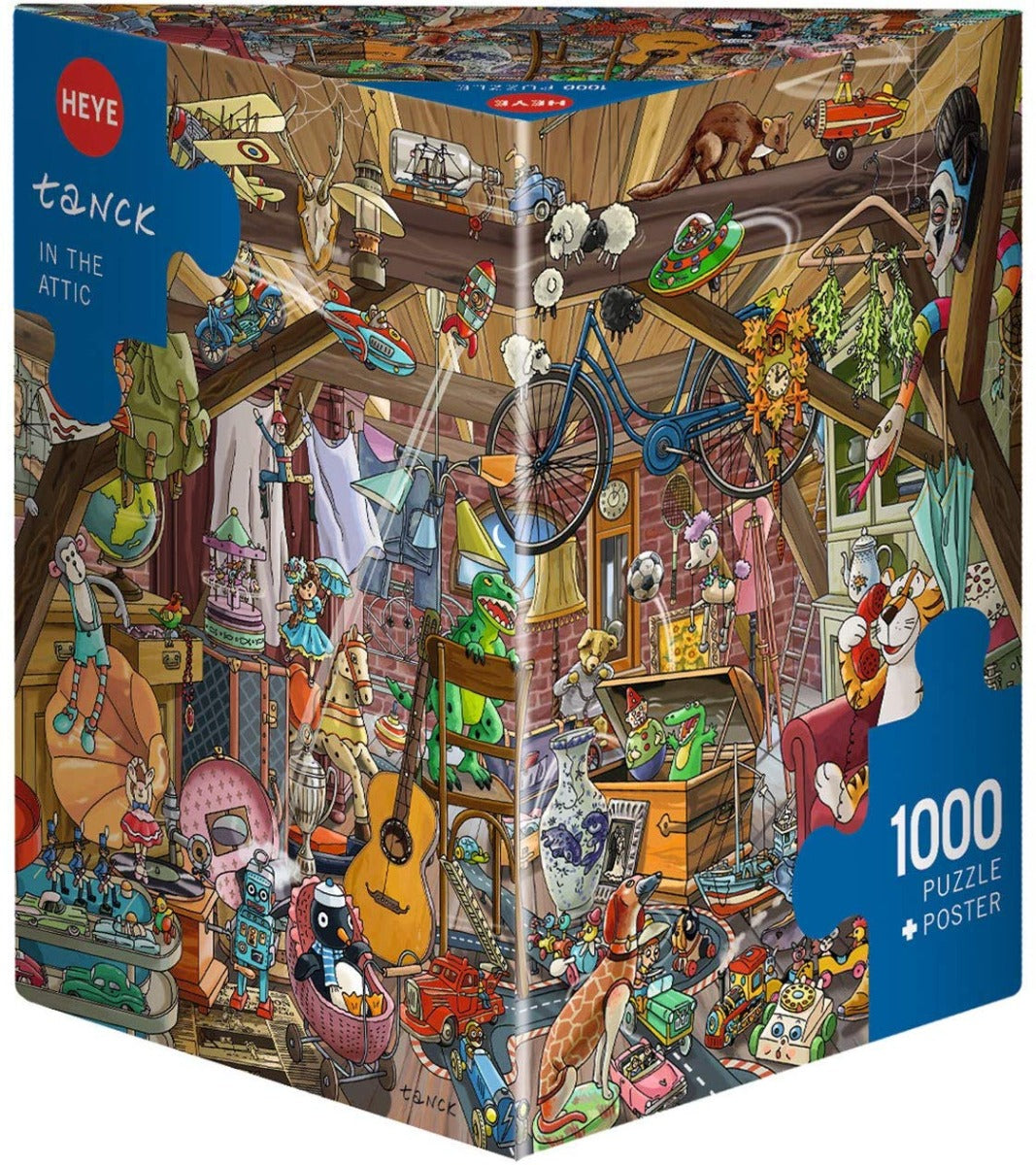 Heye 1000-Piece Triangular Jigsaw Puzzle - In The Attic Vintage Art Puzzle for Adults - Perfect for Family Game Night & Stress Relief