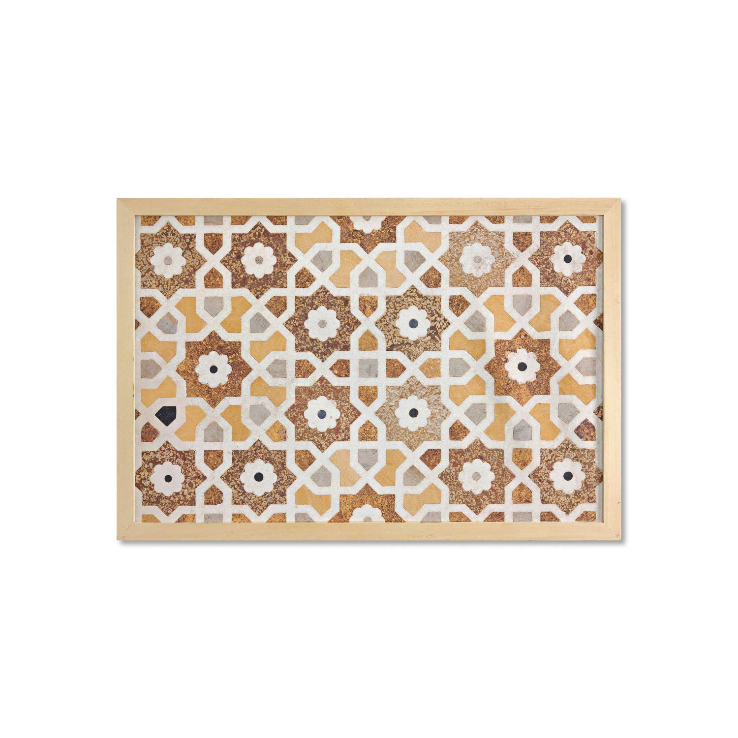 Ambesonne Vintage Taj Mahal Wall Art with Frame - Handcrafted Geometric Carvings & Inlay Details, 35