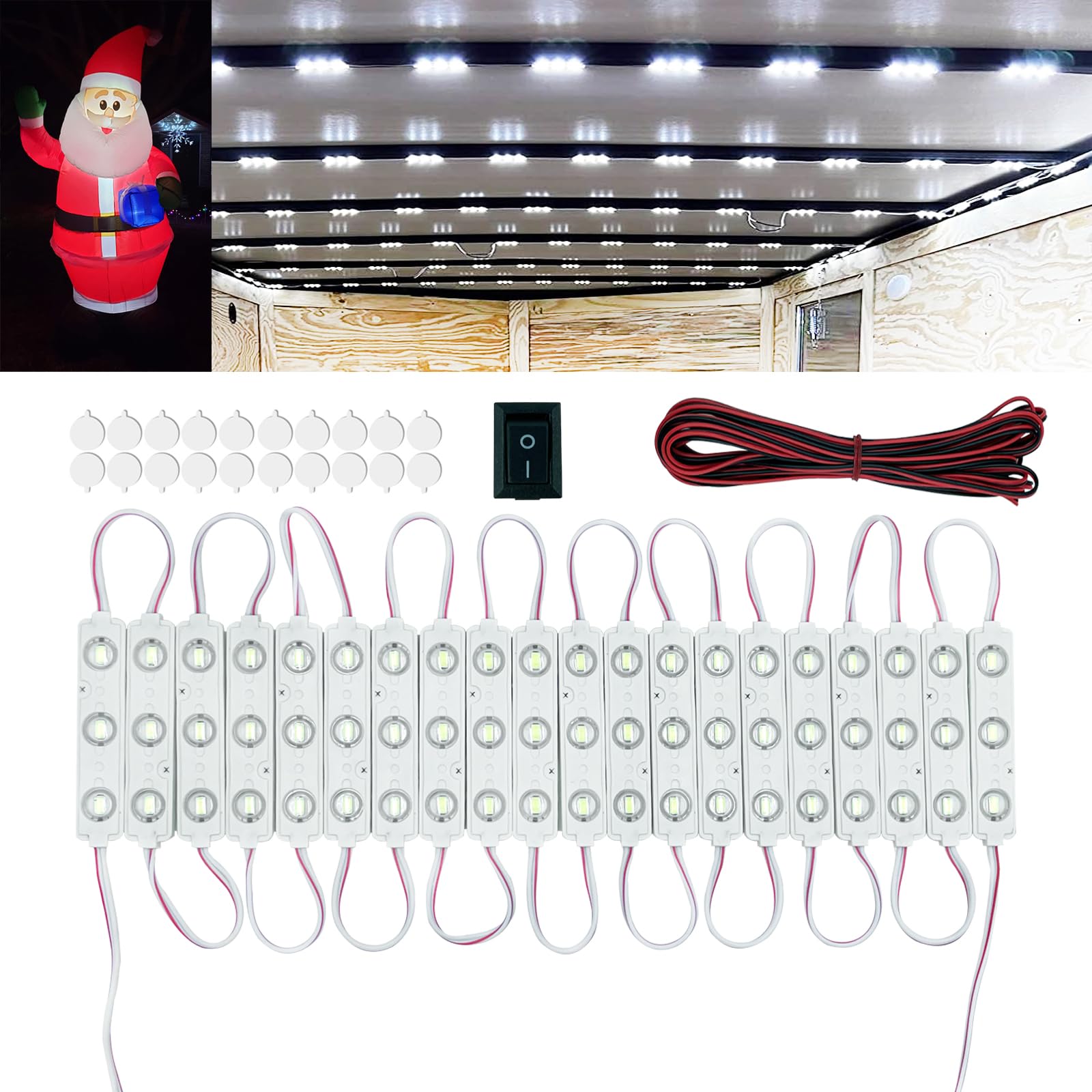 12V Van Interior LED Lights - 60LED RV & Cargo Trailer Lights, Waterproof Truck Interior Lighting for Enclosed Trailers, Replacement LED Modules for Christmas Decor & Camping Use