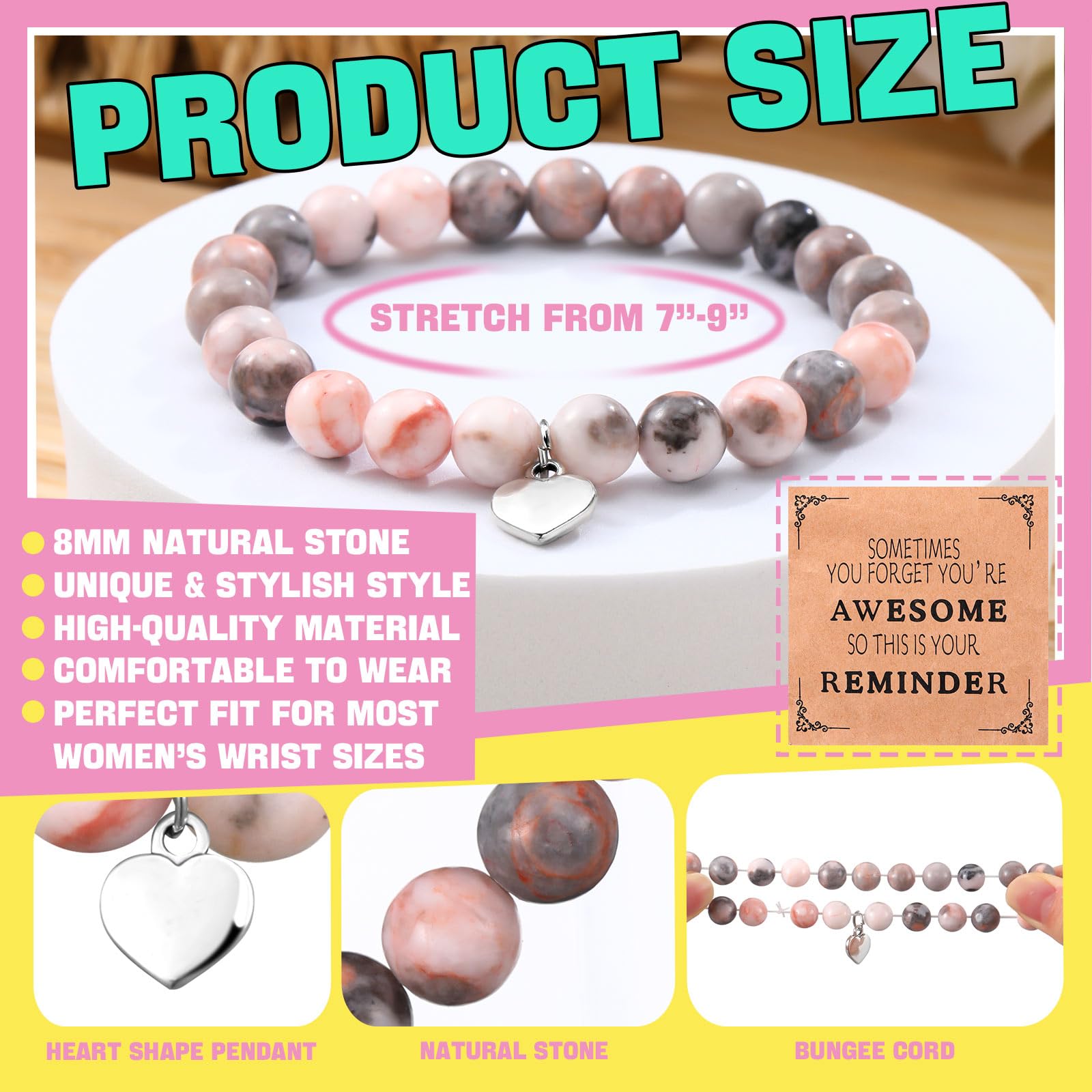 12 Pcs Inspirational Bracelets & Cards - Teacher Staff Appreciation Gifts for Office Coworkers Birthday