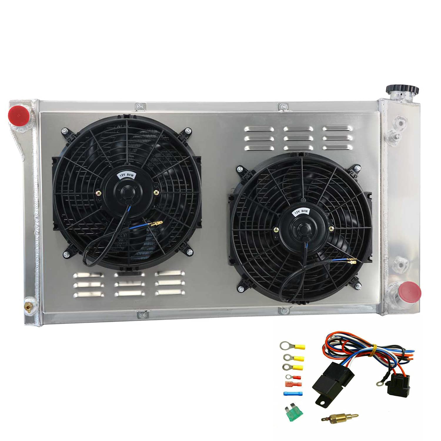 ECMRAD 3 Row Aluminum Radiator with Dual 12