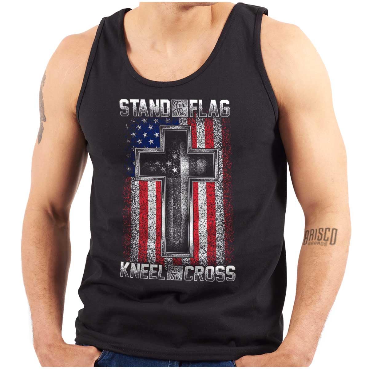 Stand for Flag Kneel The Cross Tank Top T-Shirt for Men & Women - Patriotic Casual Wear for Outdoor Events & Everyday Comfort