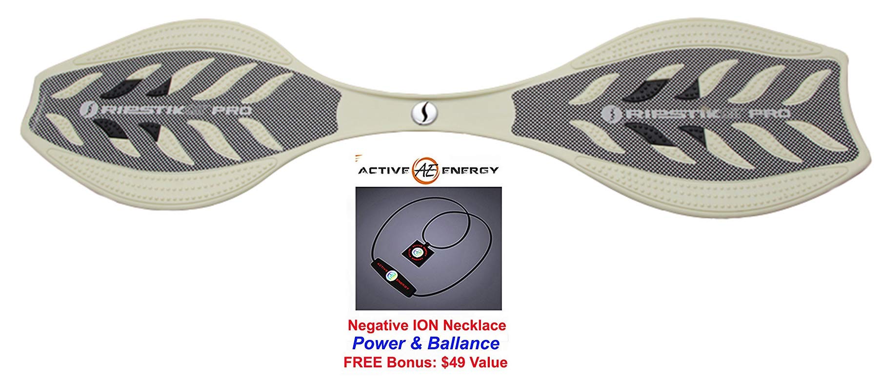 White Razor RipStik Air PRO Team Caster/Wave Board with Free Active Balance Necklace ($49 Value) - Perfect for Kids, Teens & Adults - Outdoor Fun, Skate Parks & Backyard Riding