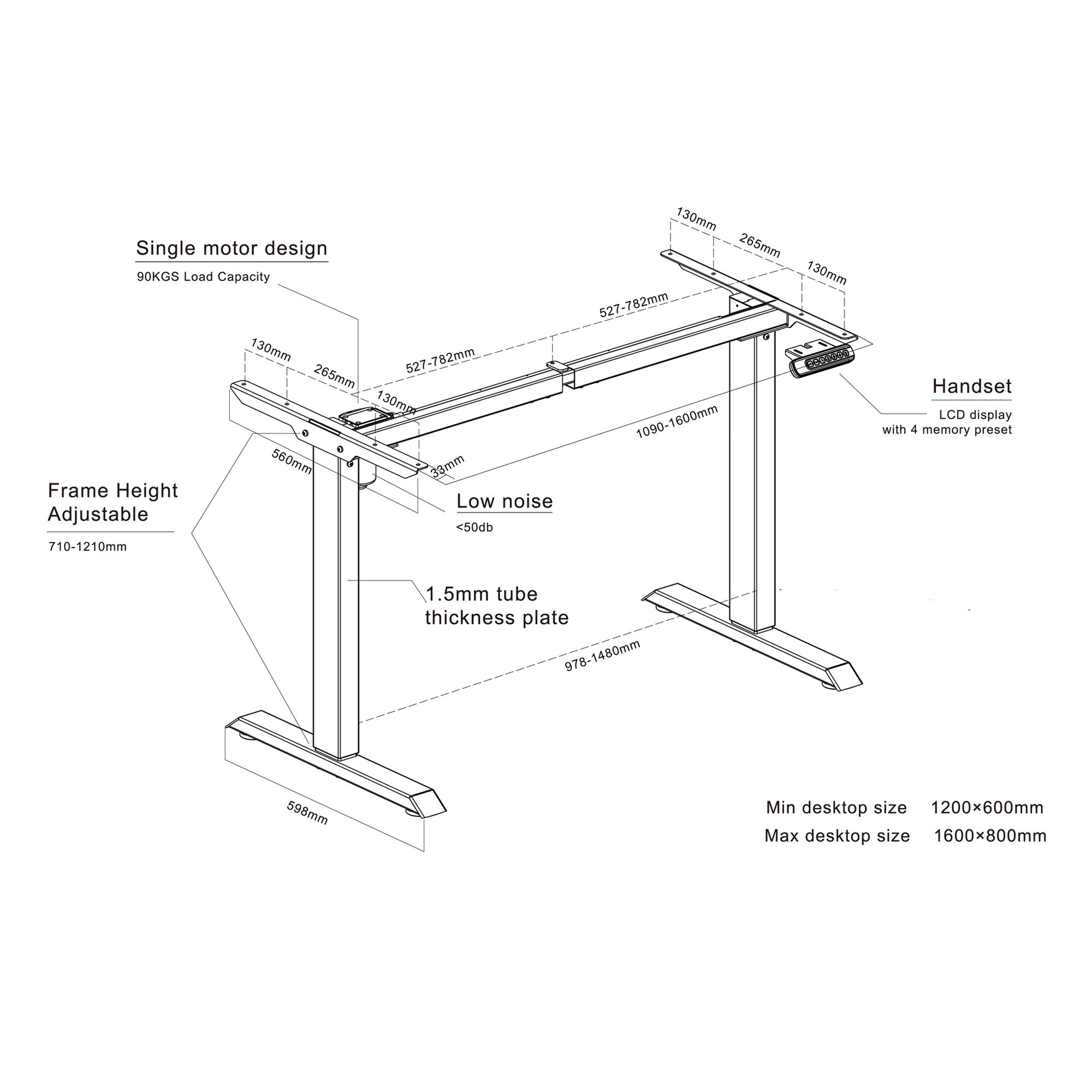 MARLO Single Workstation with Adjustable Height Lift - 1.4M Oak & Black Standing Desk for Home Office, Gaming & Study - Ergonomic Computer Desk for Work from Home & Small Spaces