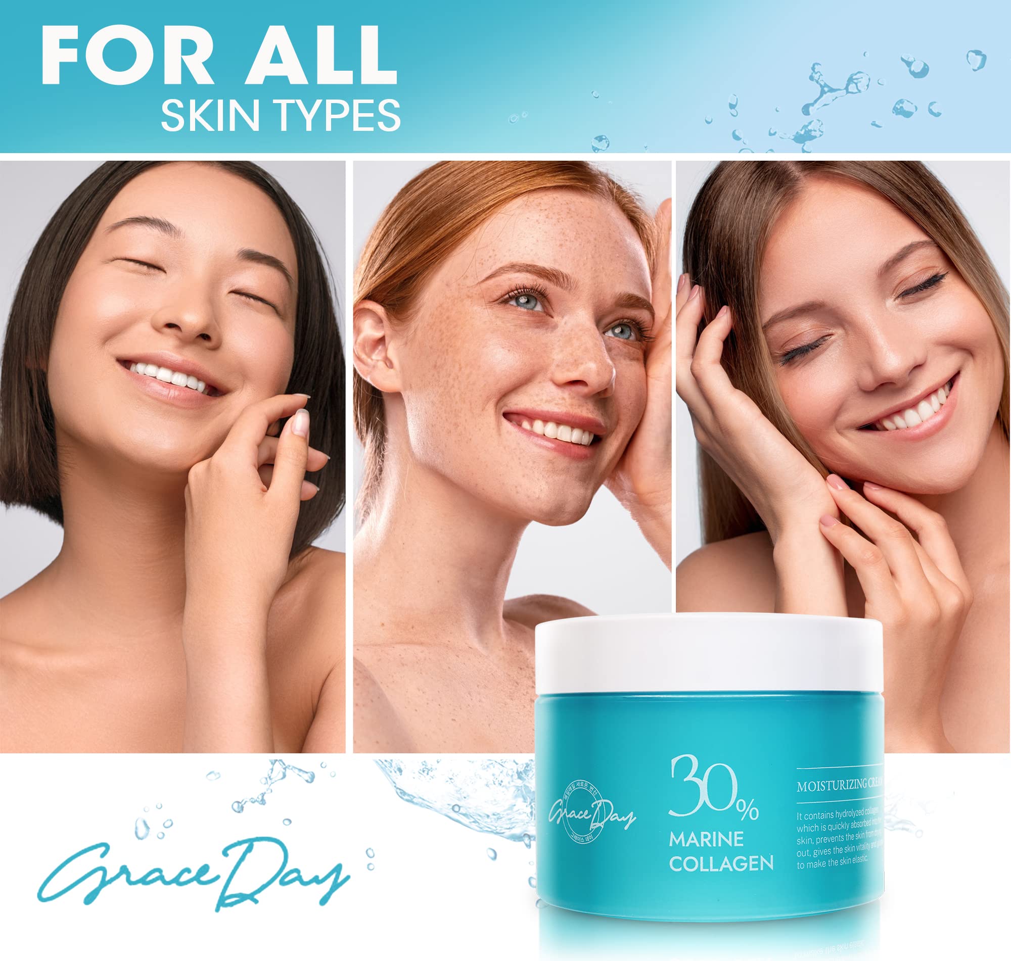 Premium Marine Collagen Anti-Aging Face Cream with Peptides & Hyaluronic Acid - Deep Hydration Day & Night Moisturizer for Wrinkles & Fine Lines - Antioxidant-Rich Korean Skincare (3.4 oz) - Perfect for Dry Skin & Mature Skin Care Routine