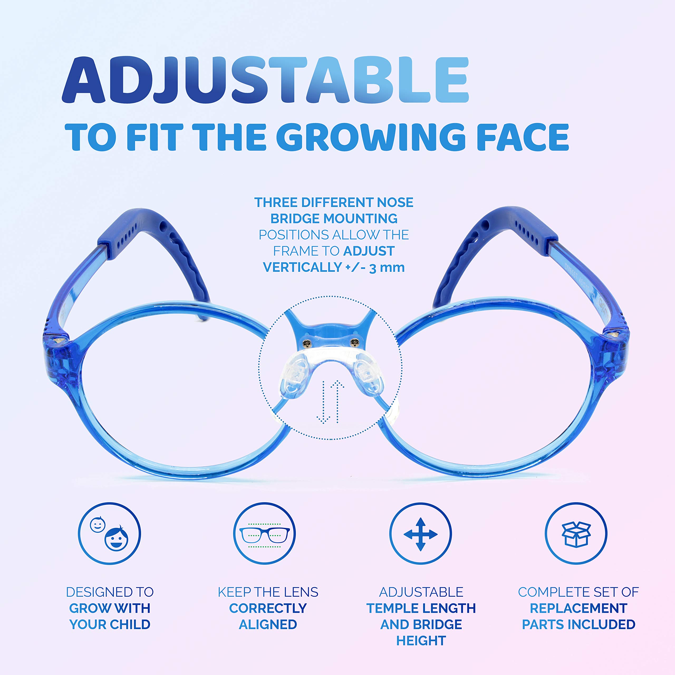 Adjustable Kids Glasses - Prescription Eyeglasses for Children with Flexible Tempo Frame (2004 Model) - Perfect for School, Reading & Outdoor Activities