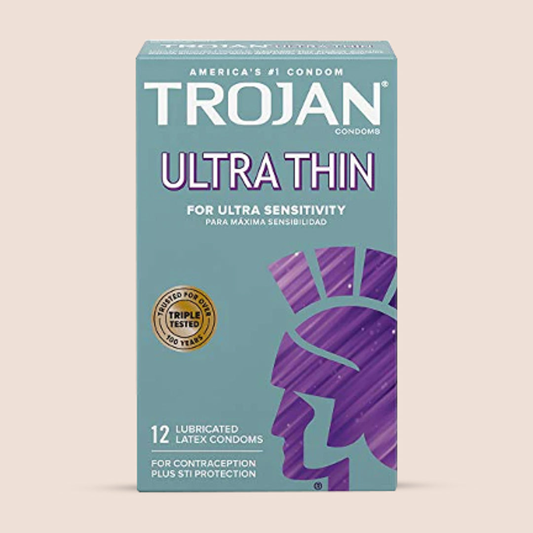 Trojan Ultra Thin Condoms - 12 Pack | Premium Latex Protection for Enhanced Sensitivity & Comfort | Perfect for Safe Intimacy & Discreet Protection