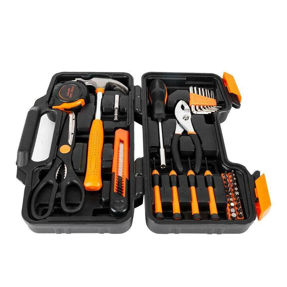 39-Piece Orange Household Tool Set - Mechanics Tool Kit with Wrench Set for Women, DIY & Home Improvement | Hand Tools for Car Repair, Plumbing & General Maintenance