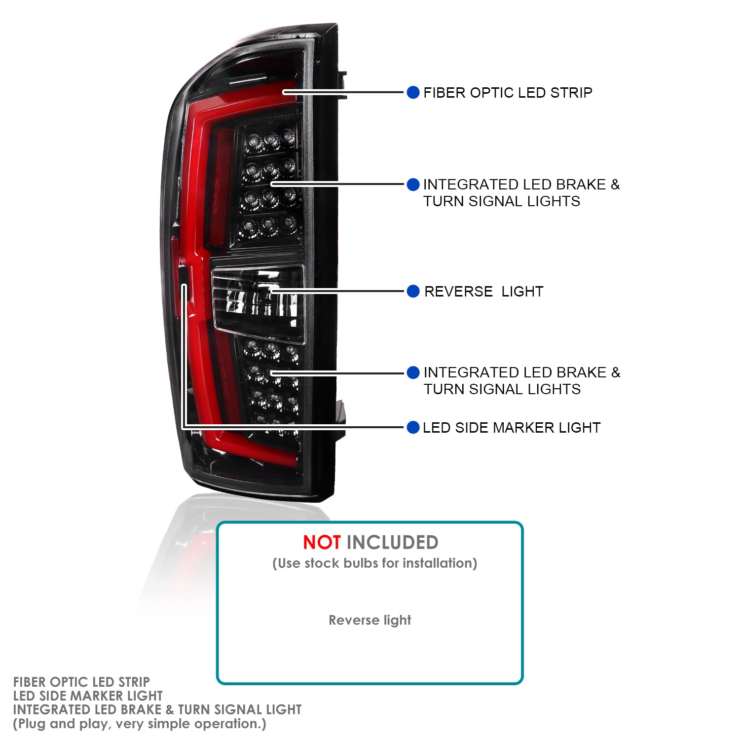 Spec-D Tuning Pearl Black LED Tail Lights with Red LED Light Bar for 2016-2022 Toyota Tacoma - Left & Right Pair Assembly - Upgrade Your Truck's Style & Safety for Night Driving & Off-Road Adventures