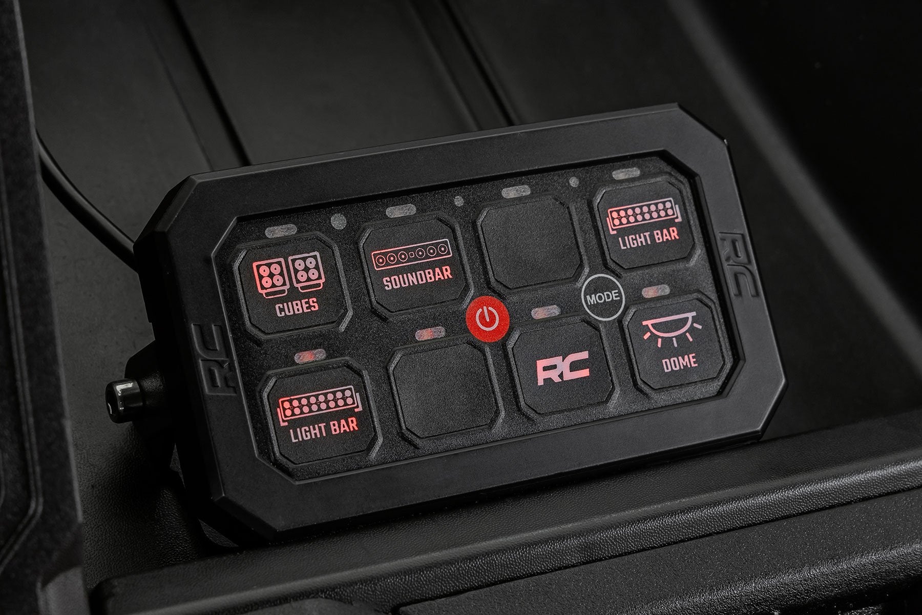8 Gang Switch Panel with RGB Backlit Buttons - Multi-Function Modes for Car, Boat & RV Customization (Model 70970A) | Perfect for Dashboard Control & Interior Lighting Upgrade