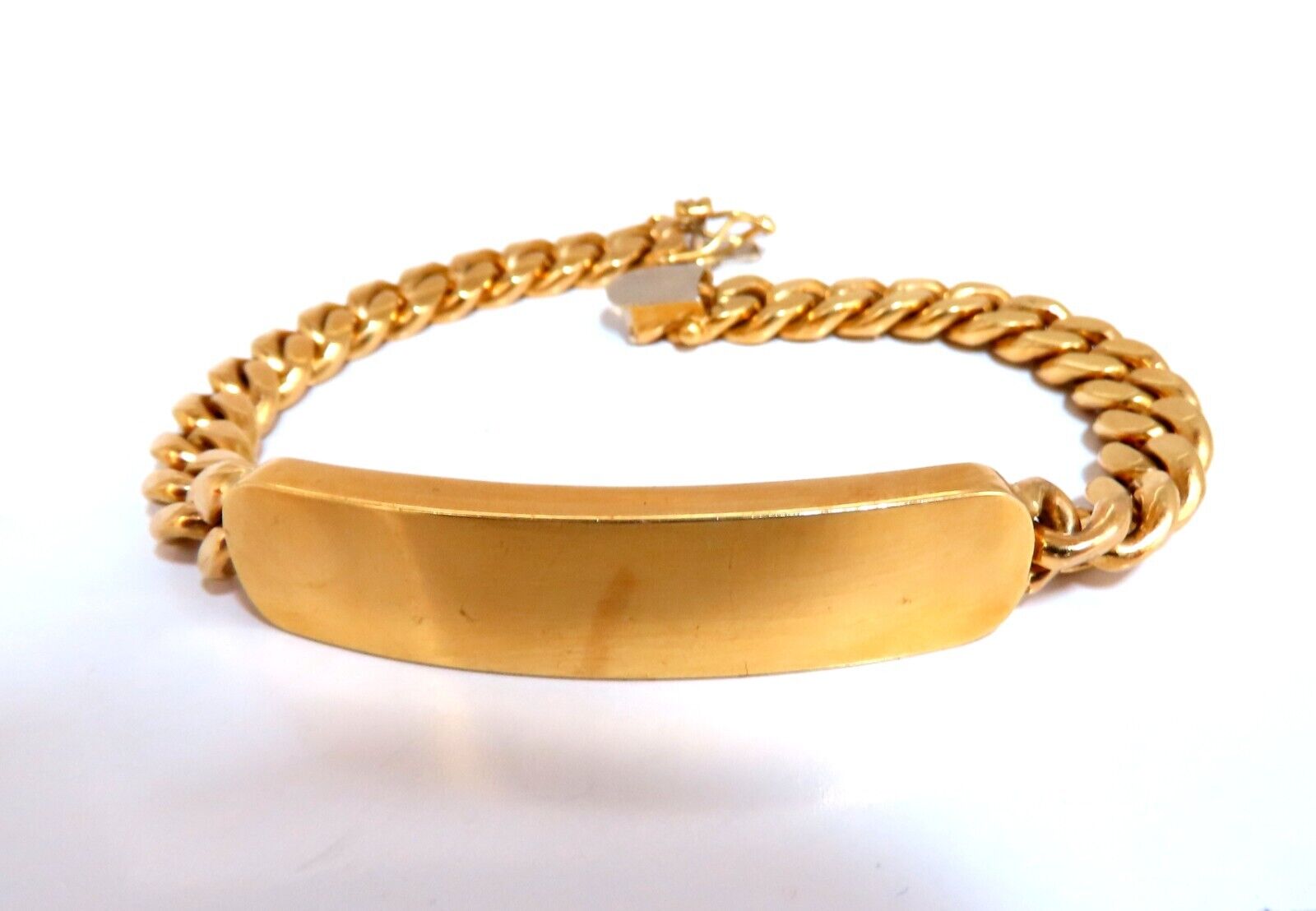 18kt Gold Curb Link ID Tag Bracelet - 8 Inch, 50.5 Grams - Perfect for Personalized Jewelry, Gifts & Everyday Wear