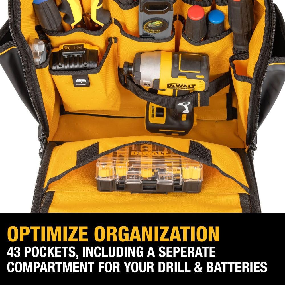 DEWALT DWST560102 Durable Water-Resistant Tool Backpack for Storage & Organization – Perfect for Construction, Electricians, and DIY Projects