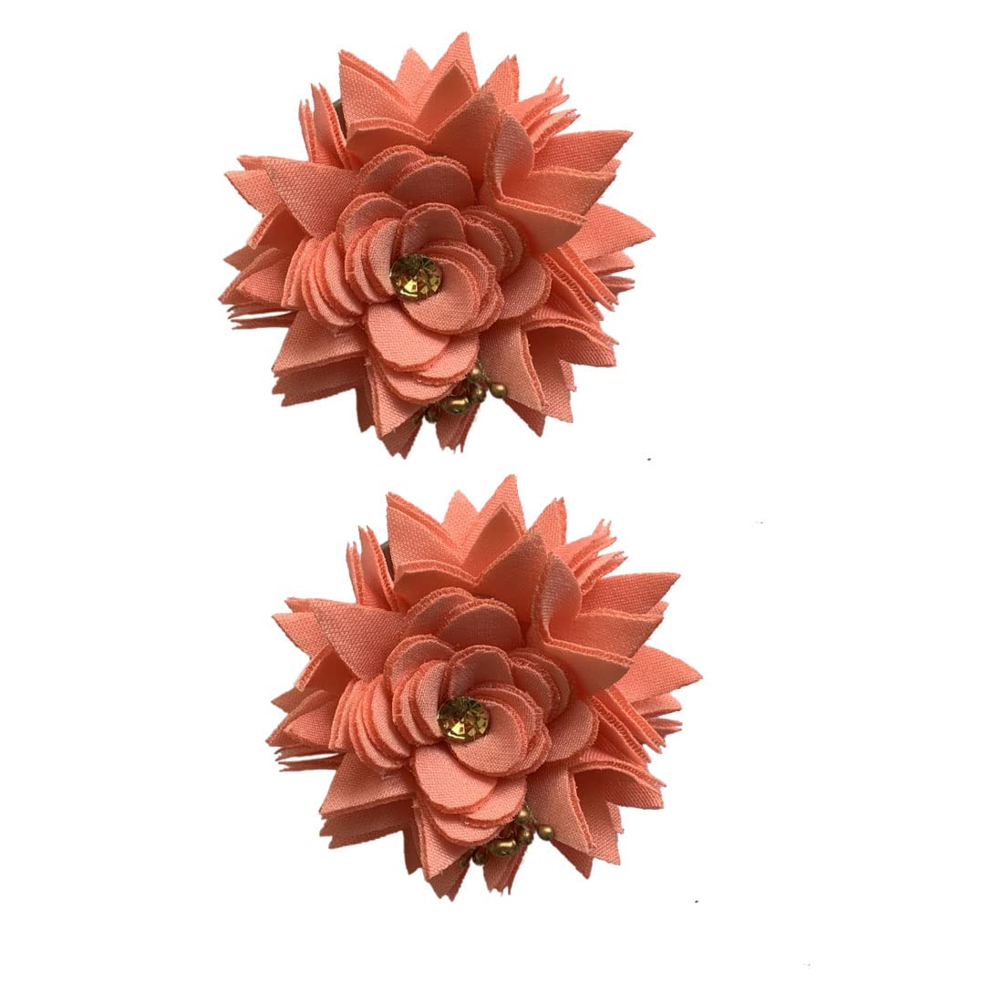 Arooman™ Bridal Peach Juda Hair Pins for Women - Red Flower Crystal Rhinestone Hair Clips - Wedding Hair Accessories Set of 2 pcs - Perfect for Bridal, Prom, and Special Occasions