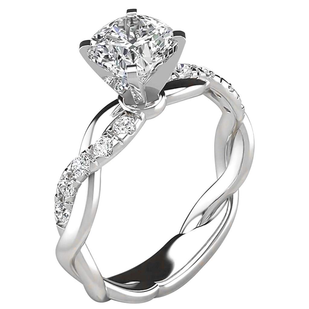 Princess Cut Solitaire Engagement Ring with Diamond Wedding Band - 4-Prong Setting Sterling Silver Bridal Ring, Elegant Zircon Gemstone Jewelry Gift for Women & Girls | Perfect for Proposals, Anniversaries & Special Occasions