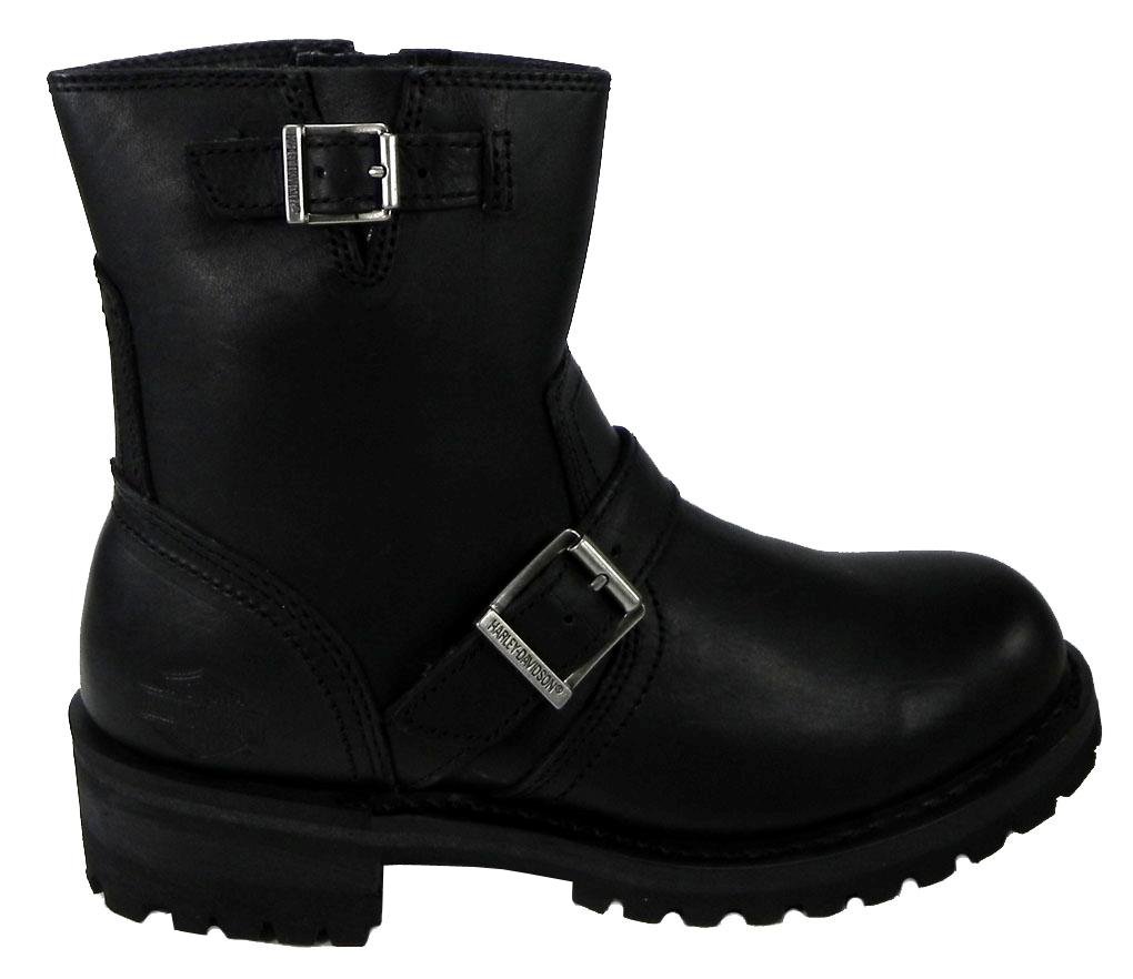 Harley-Davidson Men's Charger Pull-On Black Leather Motorcycle Boots with Adjustable Strap - Size 7 - Perfect for Riding, Cruising & Everyday Wear