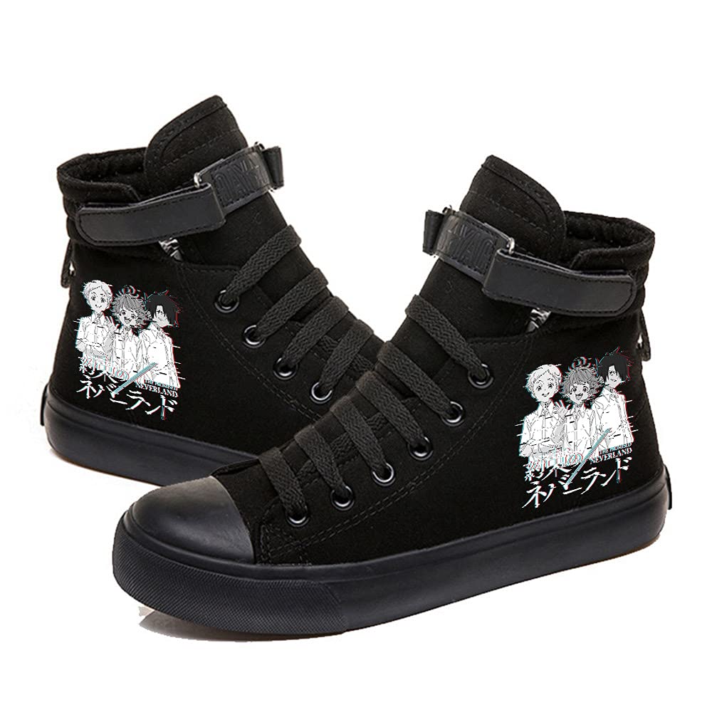 DIOMMELL Anime The Promised Neverland Inspired High Top Sneakers - Emma & Norman & Ray Character Design for Cosplay, Gift & Anime Fans - Perfect for Conventions, Casual Wear & Collectors