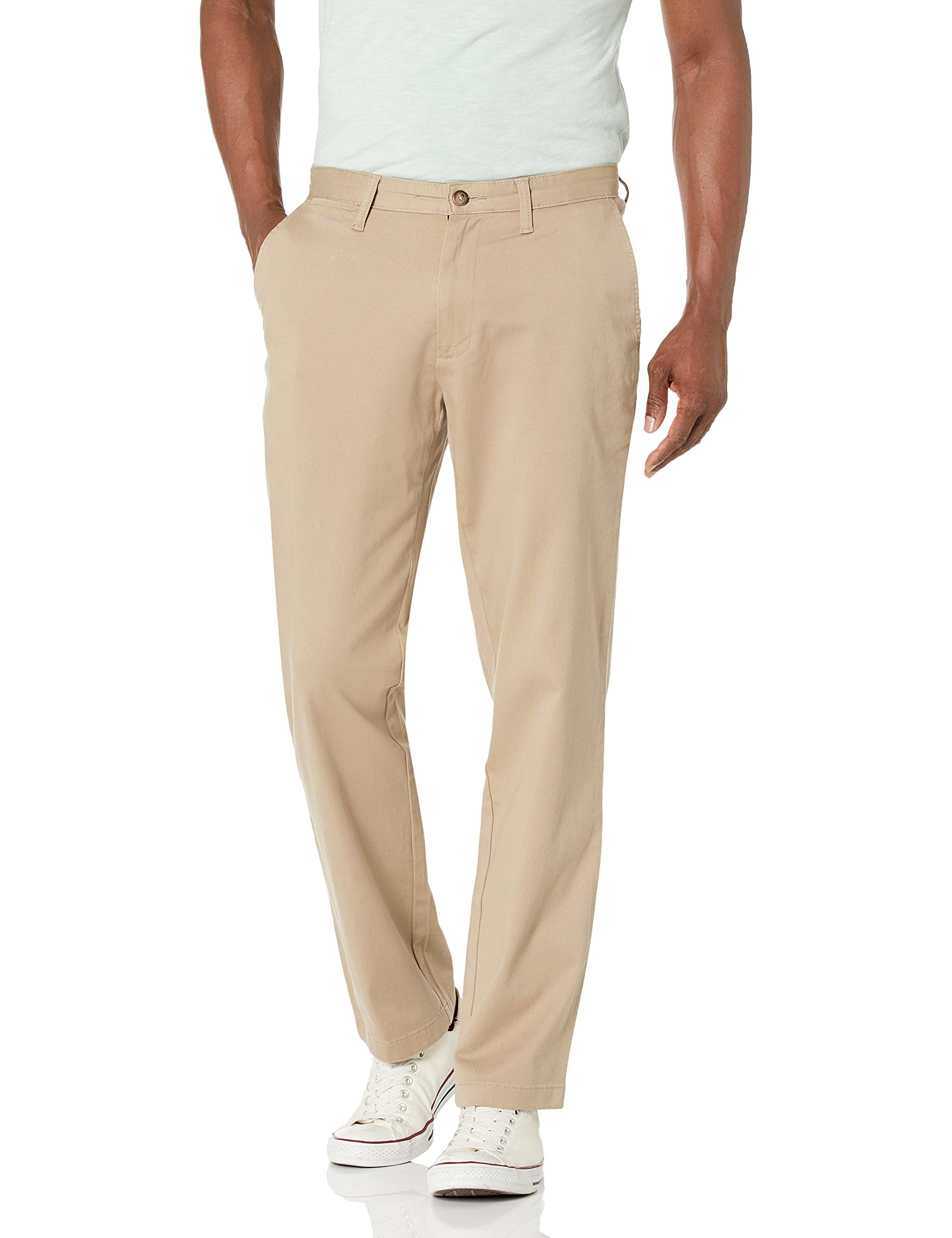 Nautica Men's Classic Fit Flat Front Stretch Solid Chino Deck Pants - Comfortable Casual & Work Pants for Office, Travel & Everyday Wear