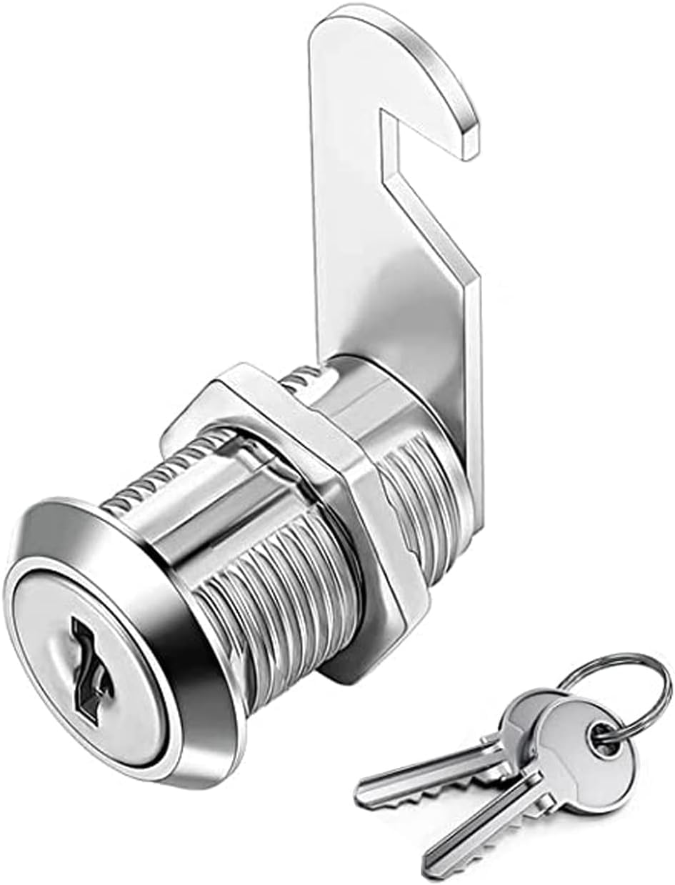 Victac 25mm Mailbox Lock - Heavy Duty Metal Letter Box Lock, Cabinet Lock, Toolbox Lock, Cupboard Locker Cam Lock (Pack of 1) - Pin Tumbler Security for Home, Office & Storage - Silver Finish