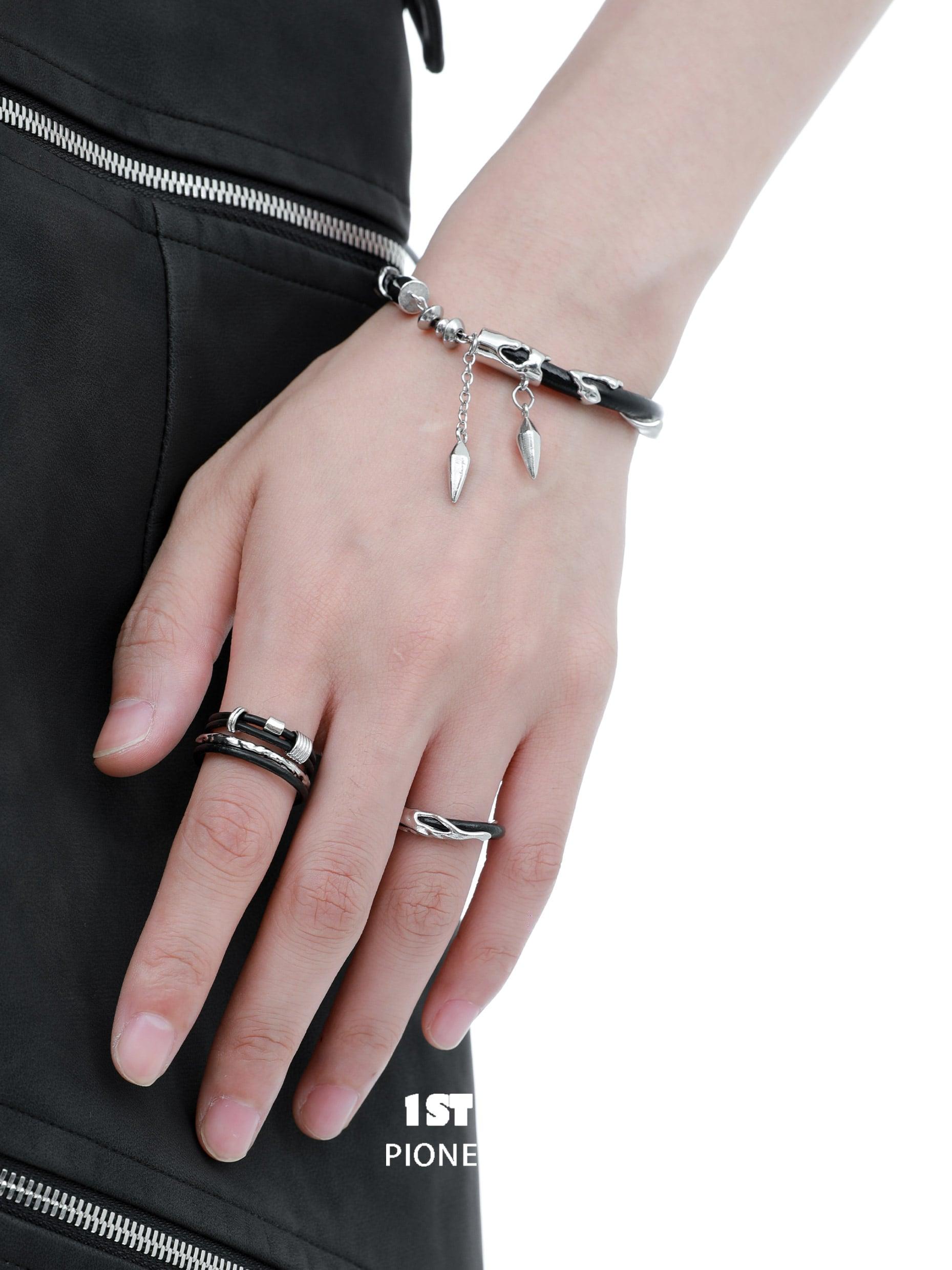 18k Platinum Plated Cowhide Bracelet for Women - Elegant Black Leather Wristband - Perfect for Casual Wear, Date Night & Gift Giving