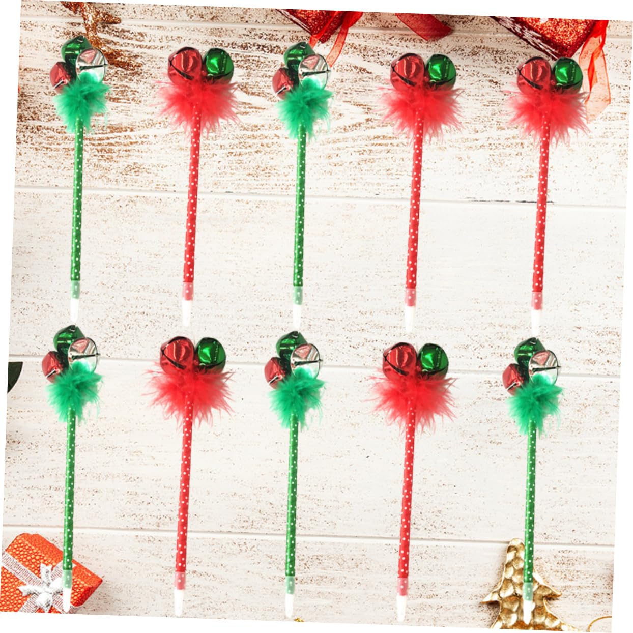 NUOBESTY 3 Sets Christmas Jingle Bell Ballpoint Pens - Festive Red & Green Writing Pens for Kids (30 Pack) - Perfect for Holiday Gift Giving, School Supplies & Creative Writing