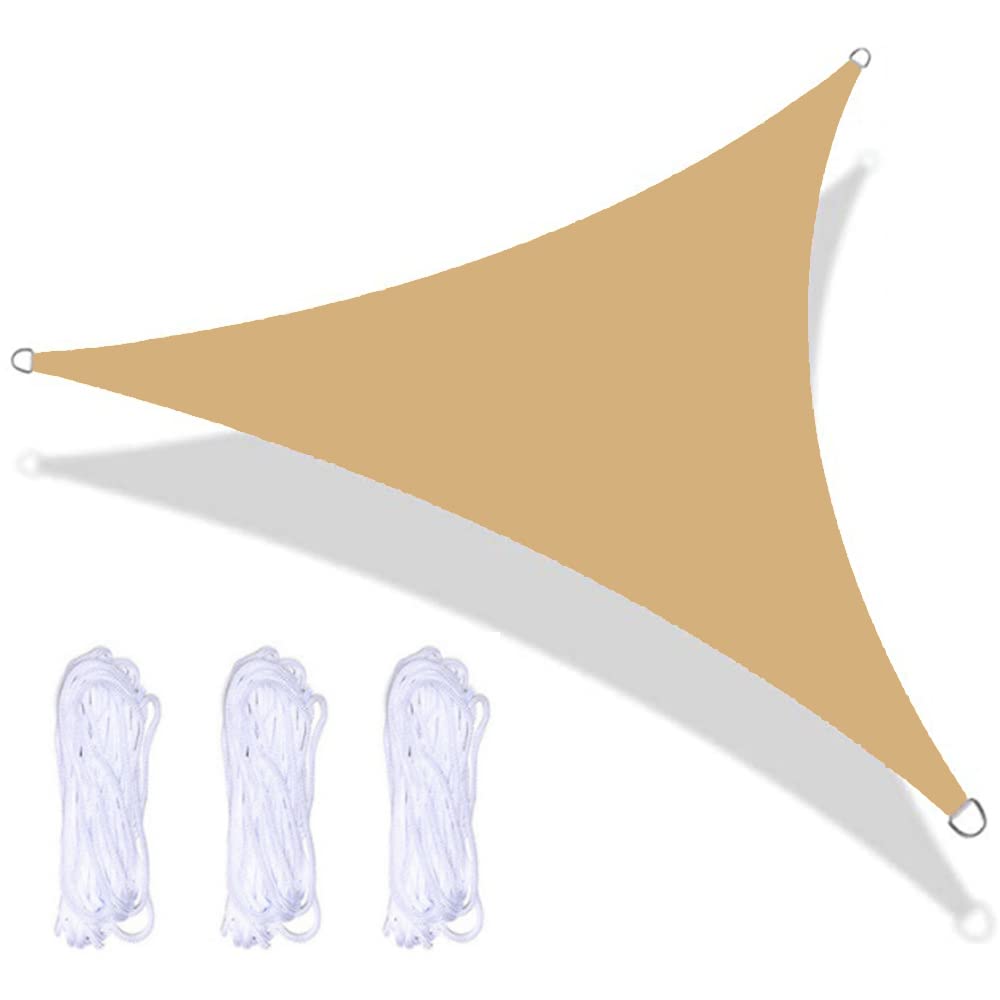 16.4' x 16.4' x 23' Triangle Sun Shade Sail Canopy - UV Resistant & Waterproof Outdoor Shade Cover for Patio, Garden, Backyard, Carport, Restaurant - Sand Yellow - Perfect for Summer Sun Protection and Outdoor Relaxation