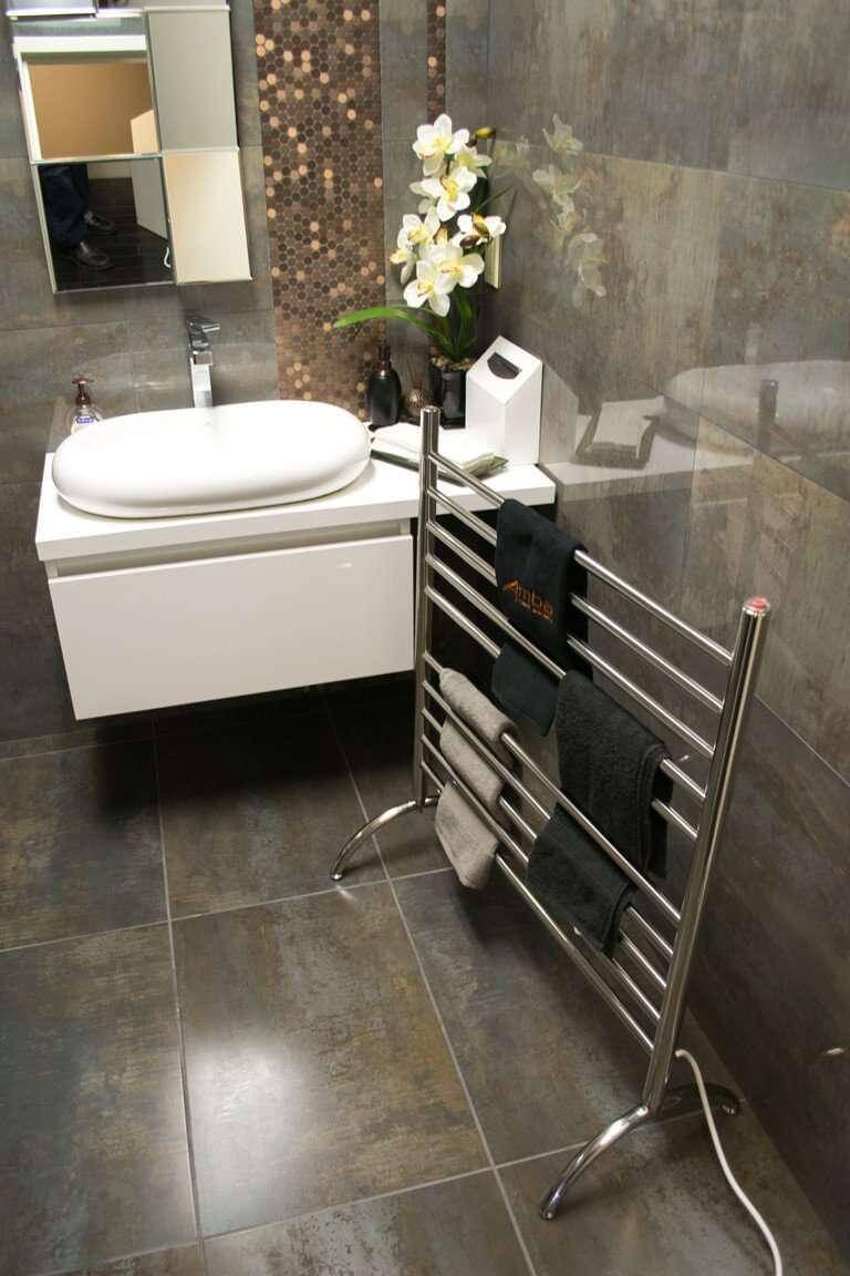 Amba 33 Solo 33 Plug-in Freestanding Towel Warmer - 33W x 38H - Perfect for Bathrooms, Spas & Luxury Home Heating