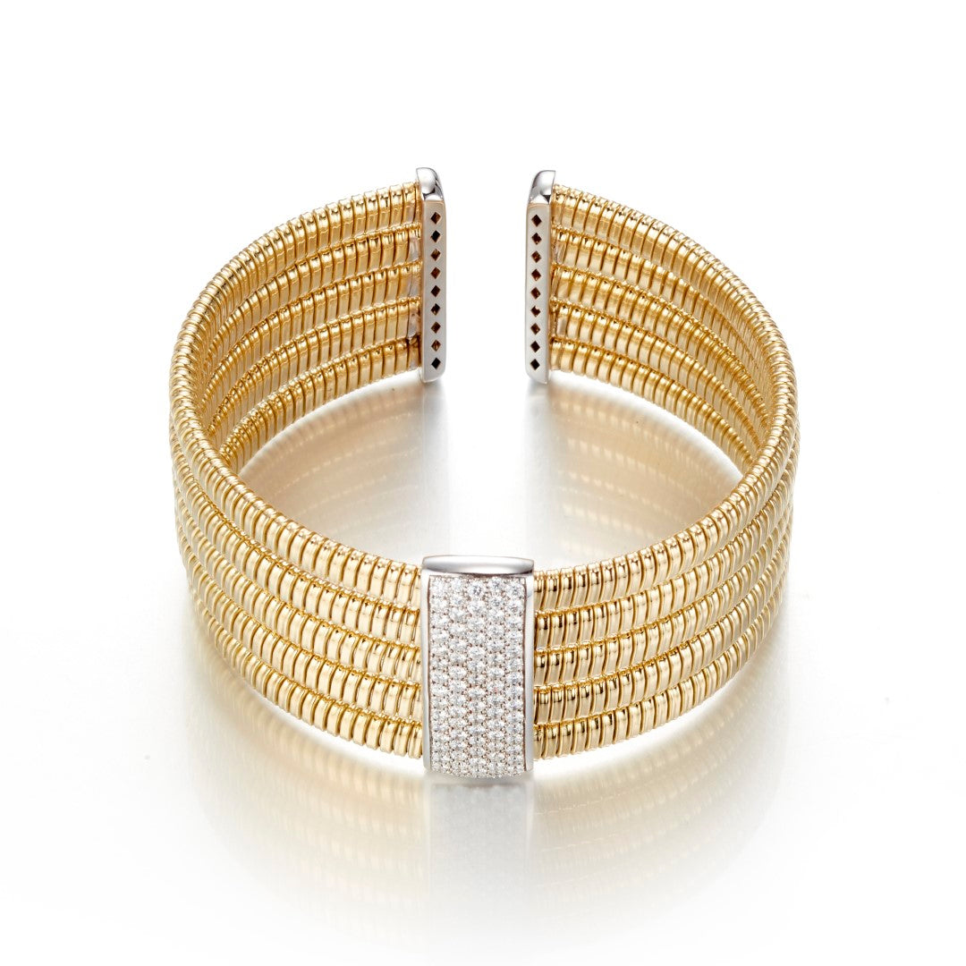 5 Row Gold & Diamond Bracelet for Women - Elegant Stackable Tennis Bracelet - Perfect for Weddings, Parties & Special Occasions