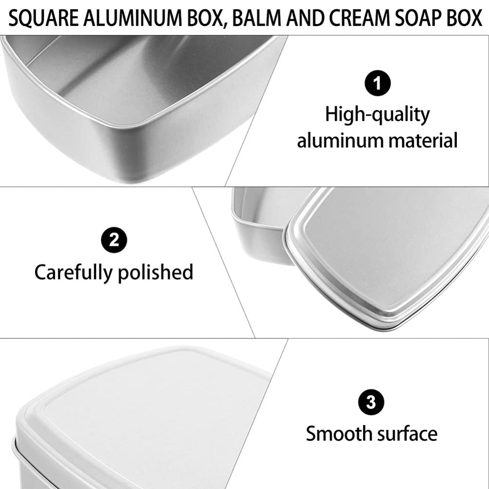3-Pack Square Aluminum Soap Holder Boxes - Elegant Bathroom Soap Container, Travel Soap Case & Sink Organizer for Home, Hotel, Spa (Housewarming Gift Idea) - Perfect for Vanity, Guest Bath & Travel Toiletry Kit