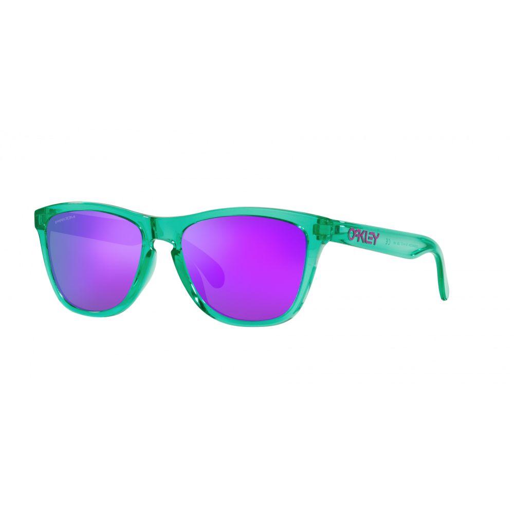 Oakley Frogskins Sunglasses - Low Bridge Fit, Transparent Celeste Green Frame with Prizm Violet Lenses (Model 0OO9245 9245C3) - Perfect for Outdoor Sports & Casual Wear