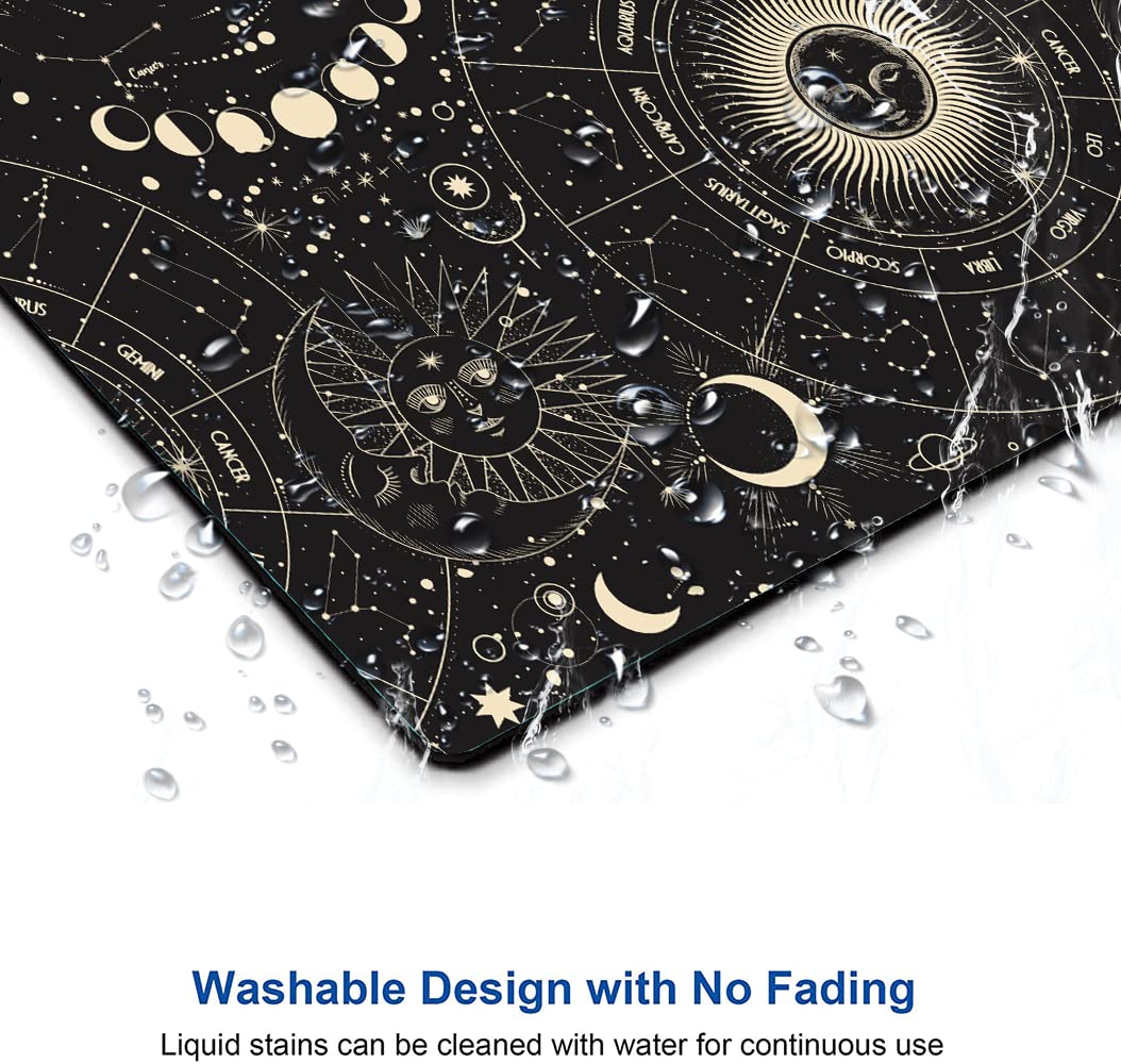 Premium Gaming Mouse Pad - Black Moon & Sun Design, Non-Slip Rubber Base, Washable Cloth Surface for Office & Laptop Use - Perfect for Wireless Mouse, PC Gaming & Work Desk Setup (12