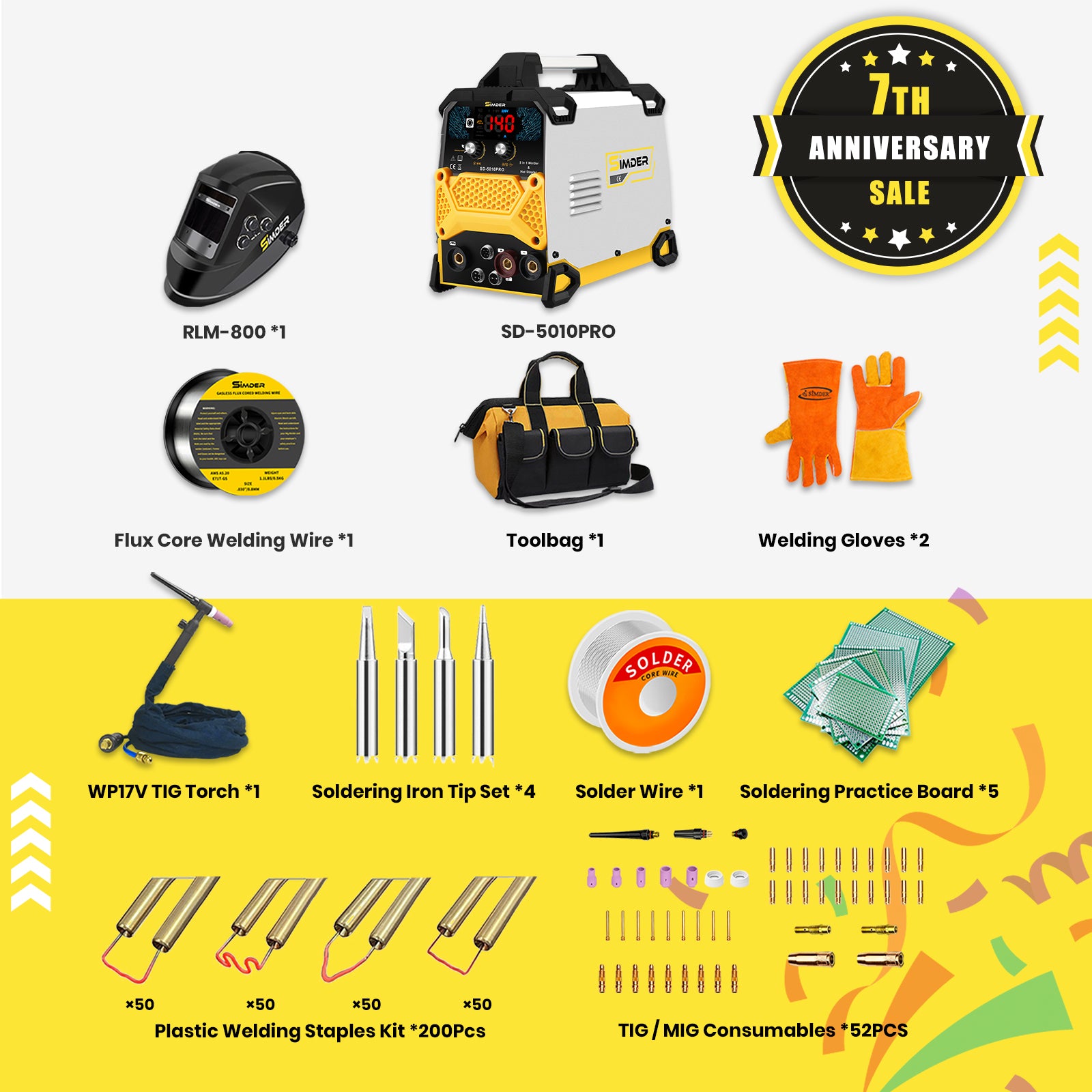 SSimder SD 5010 PRO 5-in-1 Welding Kit with Hot Stapler & Soldering Iron - Professional Multi-Function Welder for DIY, Home Repairs & Metal Crafts (UK Version)