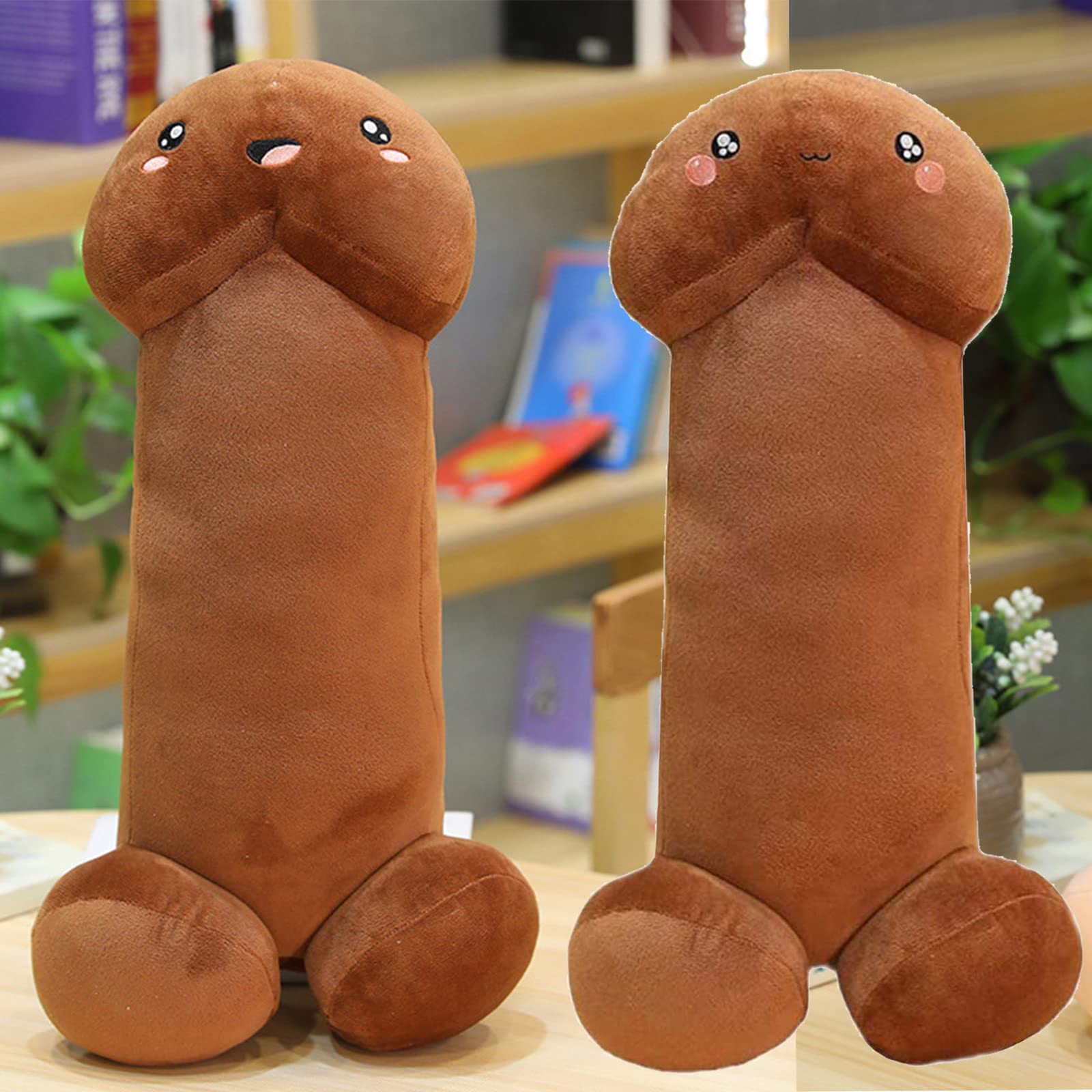 Funny Full Body Pillow - Large Stuffed Animal Plushie for Adults & Kids - Cute Stress Relief Gift for Men & Women - Soft Hugging Pillow for Bed, Sofa & Travel (Brown, 2Pcs, 35.4in) - Perfect for Cuddling, Relaxation & Home Decor