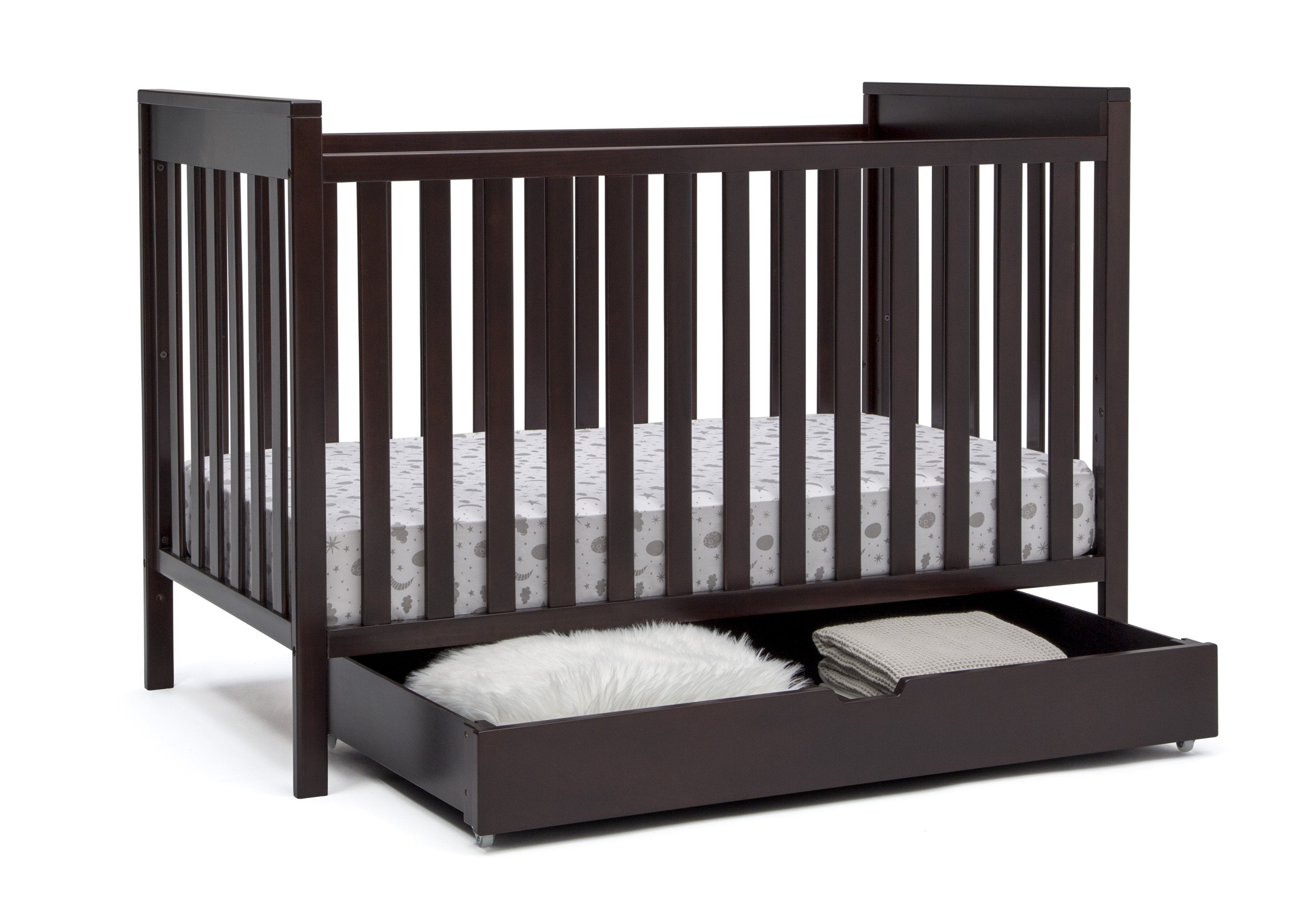 Mercer 6-in-1 Convertible Baby Crib with Under Crib Roll-Out Storage Drawer - Nursery Furniture for Newborn to Toddler Bed - Perfect for Small Spaces & Modern Nurseries