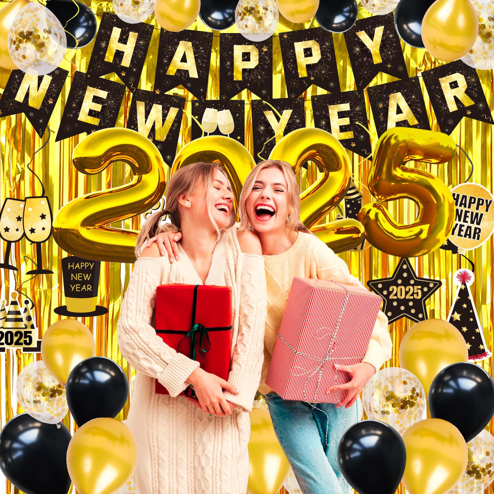 2025 New Year Party Decorations - Happy New Year Banner, Hanging Swirl Decor for Christmas & New Year Celebrations | Perfect for Home, Office & Holiday Parties