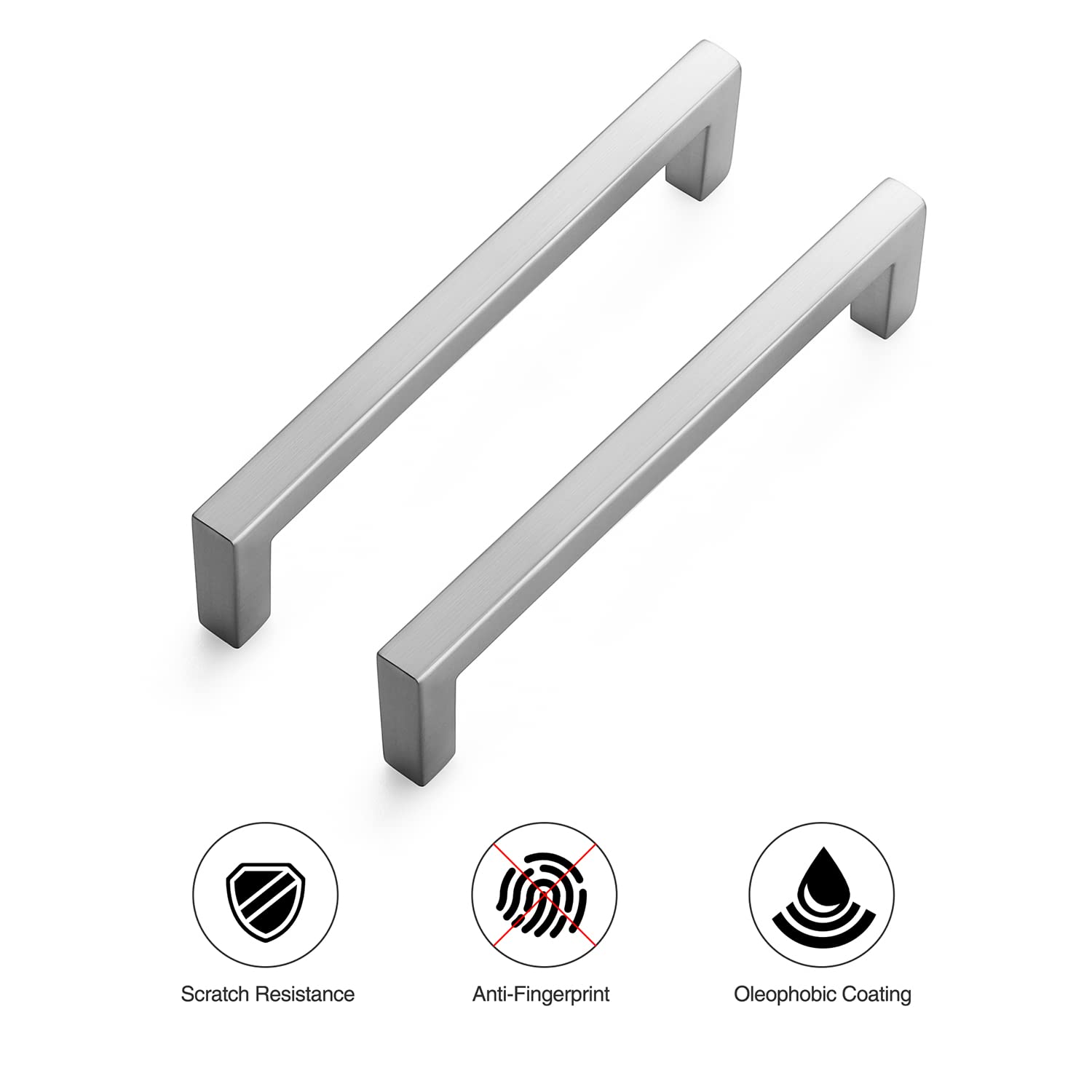 10 Pack Brushed Nickel Cabinet Handles - 5 Inch Hole Center Square Bar Pulls for Kitchen Cabinets & Drawers - Durable Solid Cabinet Hardware for Modern & Traditional Kitchens (Perfect for Home Renovation & DIY Projects)