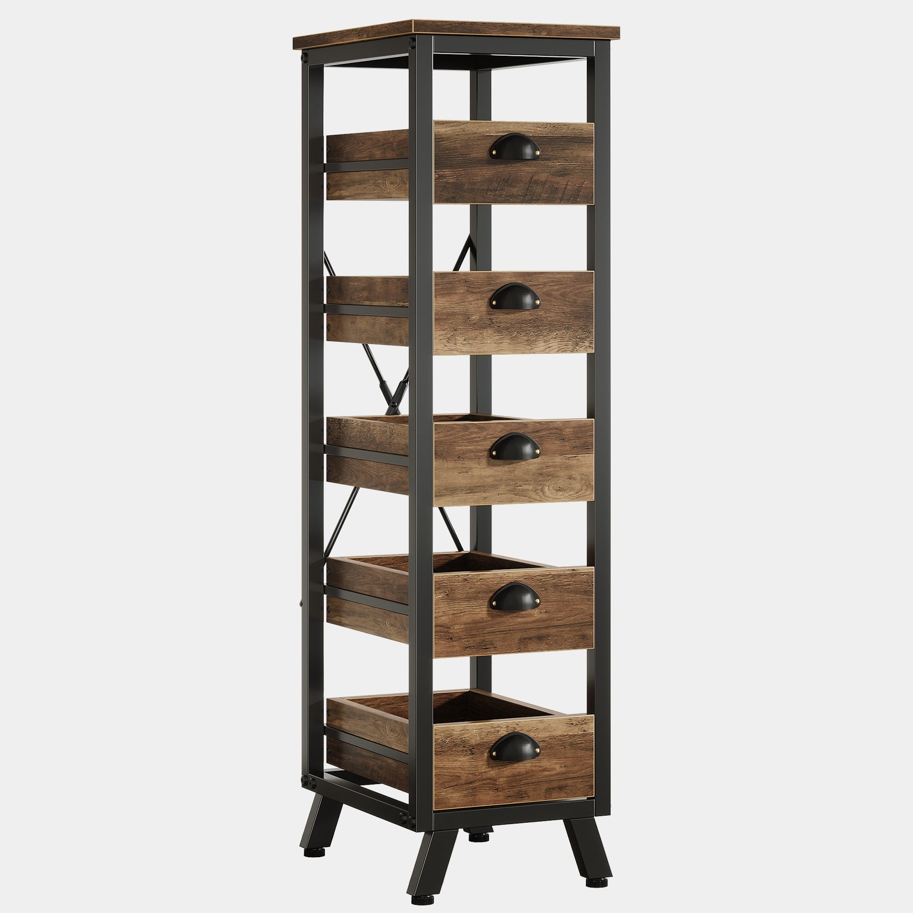 5-Tier Wooden Storage Rack for Fruits, Vegetables & Snacks - Space-Saving Kitchen Organizer for Pantry, Countertop or Dining Room