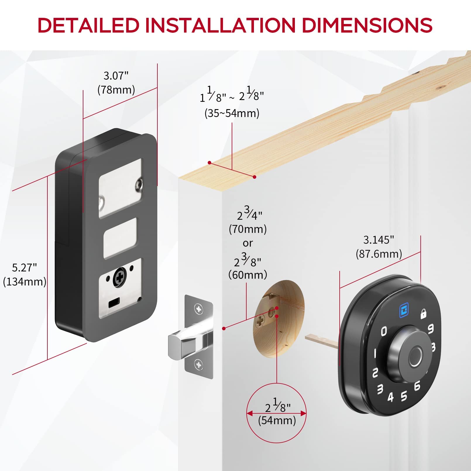 GeekTale Smart Keyless Entry Door Lock - Fingerprint & Keypad Deadbolt for Front Door, App Control, Auto Lock, Exterior Security - Perfect for Home, Office & Vacation Rentals