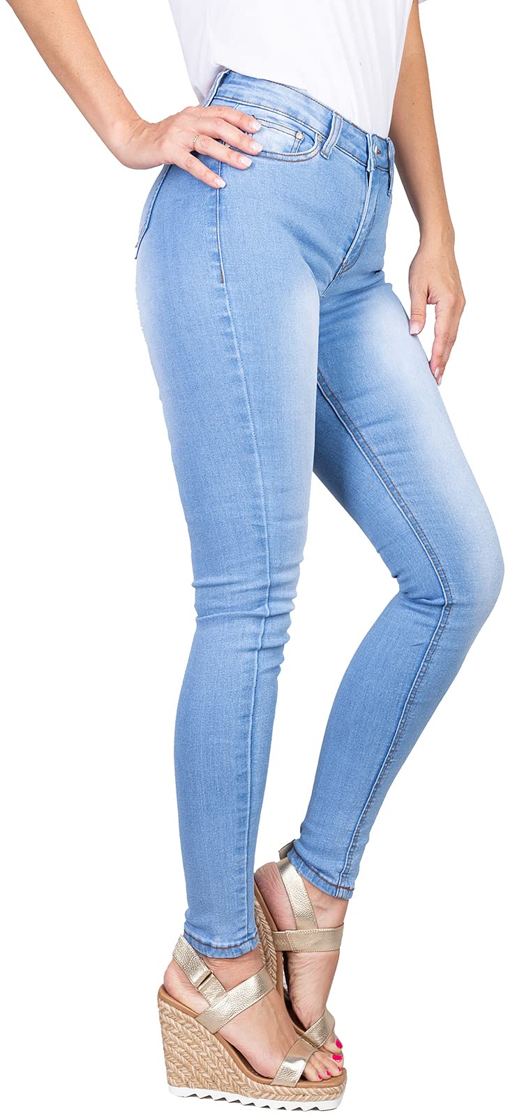 2LUV Women's Stretchy 5-Pocket Dark Acid Wash Skinny Jeans - High Waist Slim Fit Denim Pants for Juniors | Back to School, Casual Wear, Night Out & Everyday Fashion