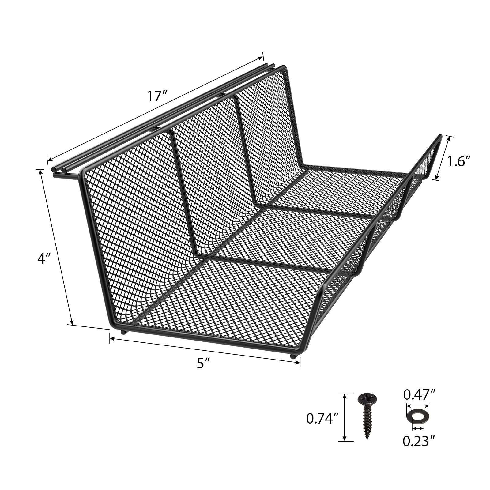 Univivi 17-Inch Under Desk Cable Management Tray - 2 Pack Black Mesh Metal Wire Organizer for Office & Home | Perfect for Standing Desks, Computer Workstations & Home Office Setup