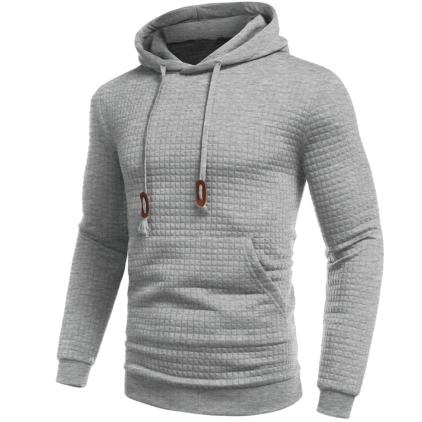Men's Casual Pullover Hoodie - Waffle Knit Long Sleeve Sweatshirt with Hood for Gym, Workout & Streetwear Fashion | Athletic Comfort Wear for Running, Jogging & Everyday Use