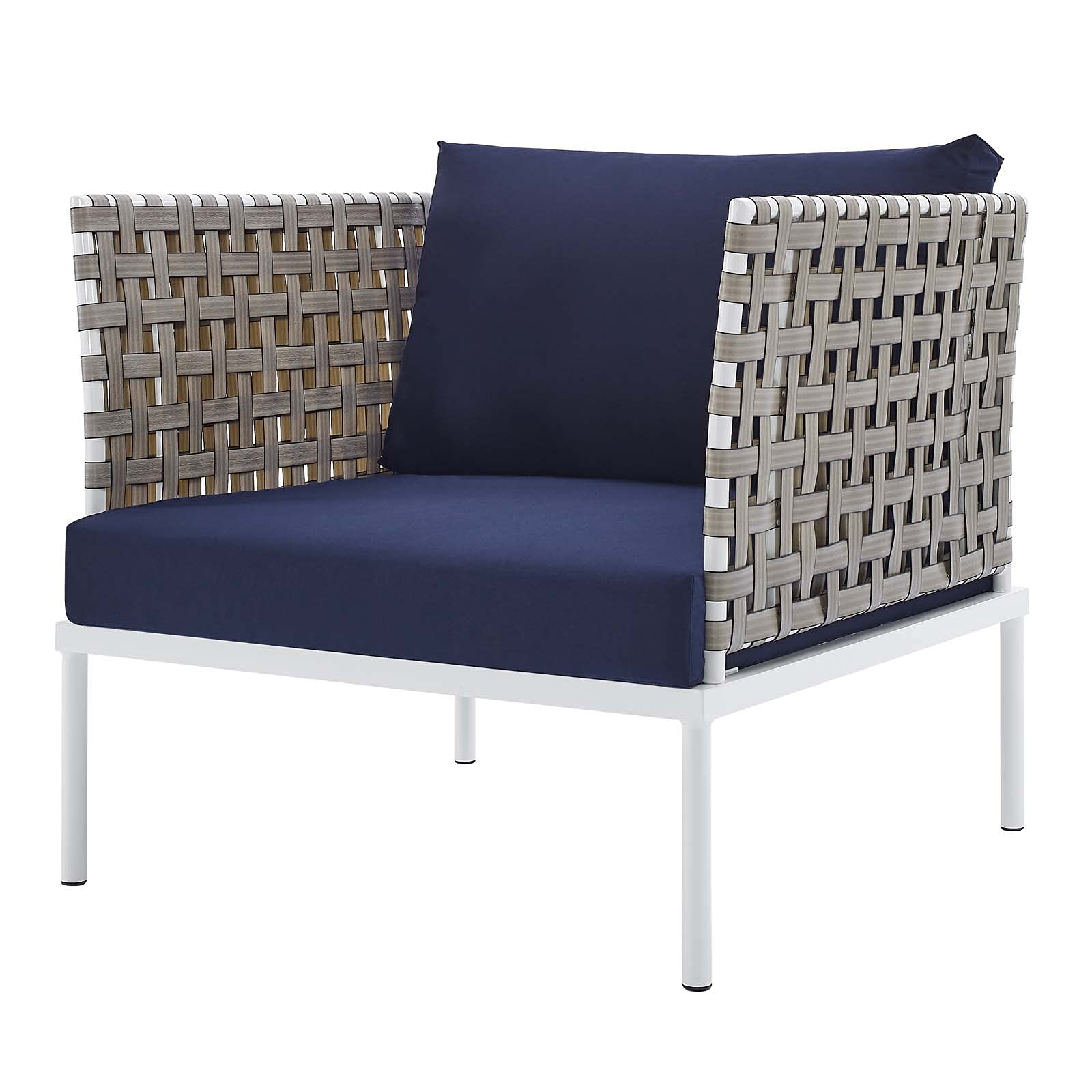 Modern Aluminum Side Lounge Chair - Navy Blue Metal Armchair for Outdoor Patio, Cafe, Bistro & Garden Relaxation