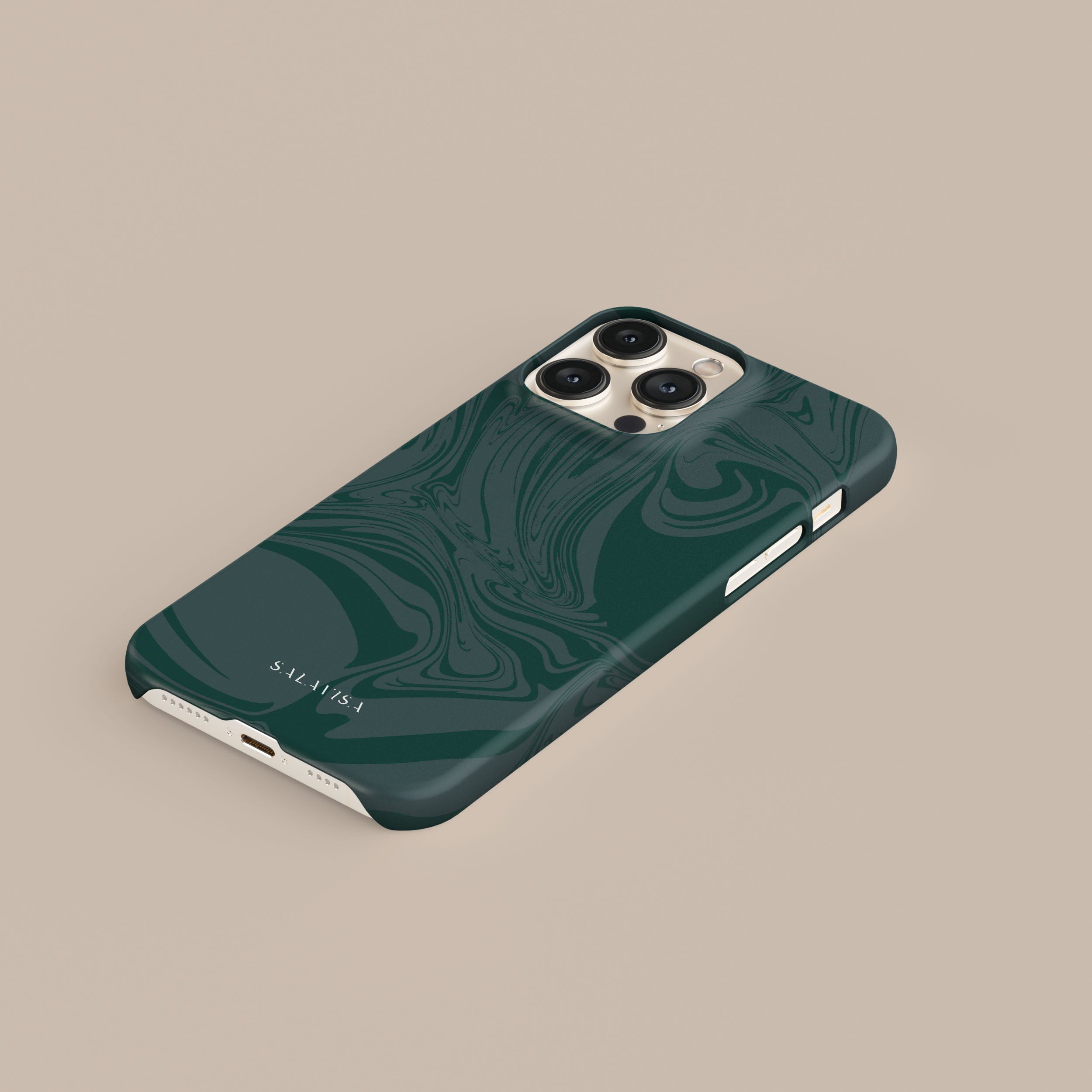 Dark Green Swirl Phone Case for iPhone 15 Pro Max - Durable Protective Cover with Unique Marble Design | Perfect for Everyday Use, Travel & Outdoor Activities