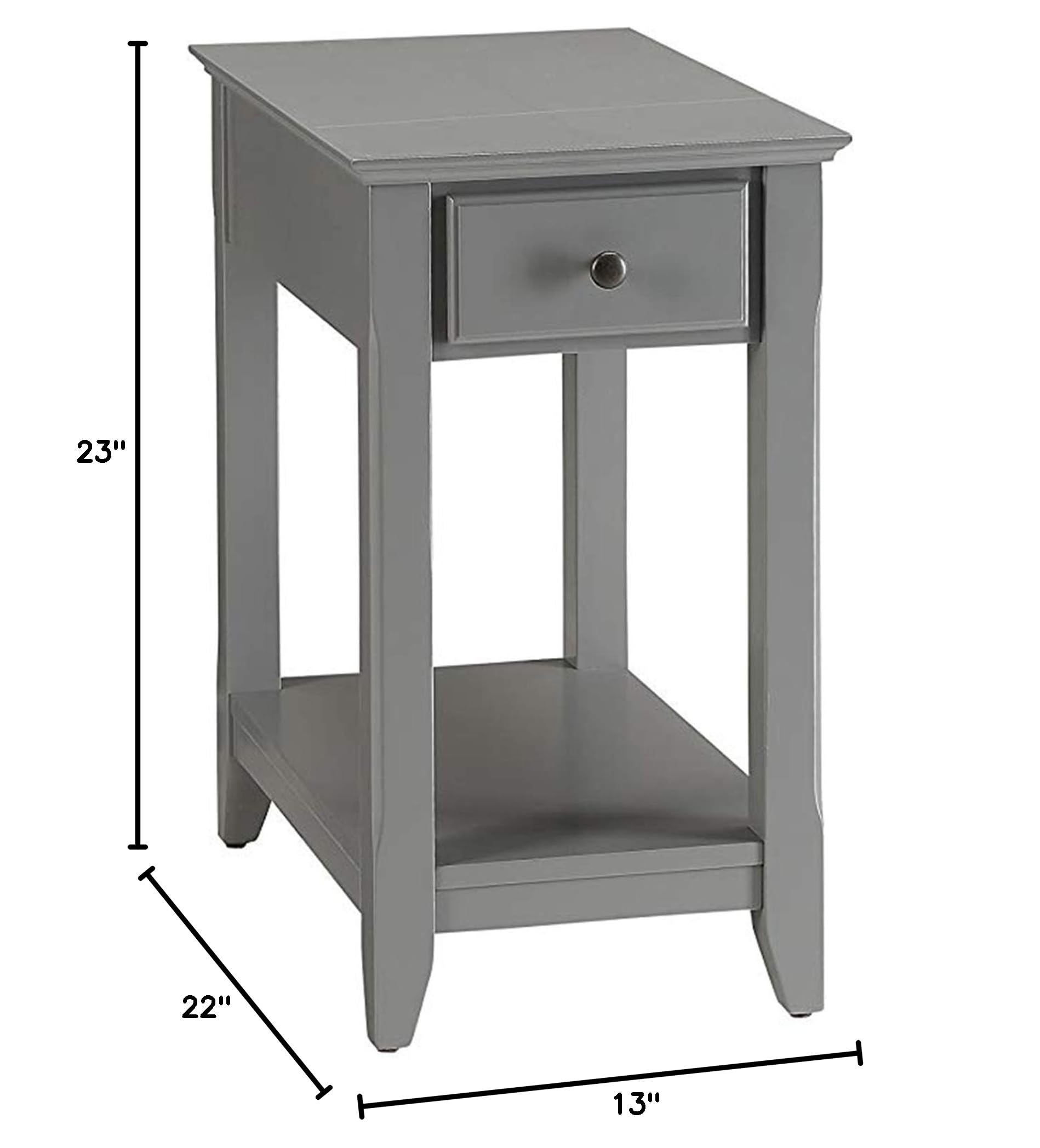Benzara Modern Gray Side Table - Small Accent Table for Living Room, Bedroom, or Office - Nightstand End Table with Sturdy Metal Frame