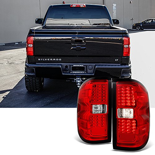 AKKON Red LED Tail Lights Replacement Pair for 2014-2018 Chevy Silverado & GMC Sierra - Left + Right Side Tail Lamps | Enhanced Visibility & Style for Night Driving & Off-Road Adventures