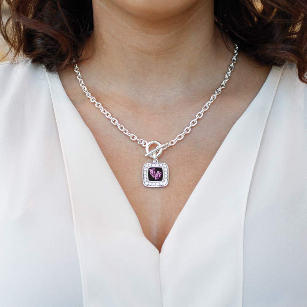 Inspired Silver - 18 Inch Sterling Silver Square Charm Necklace with Cubic Zirconia | Elegant Jewelry for Women | Perfect for Parties, Weddings & Everyday Wear