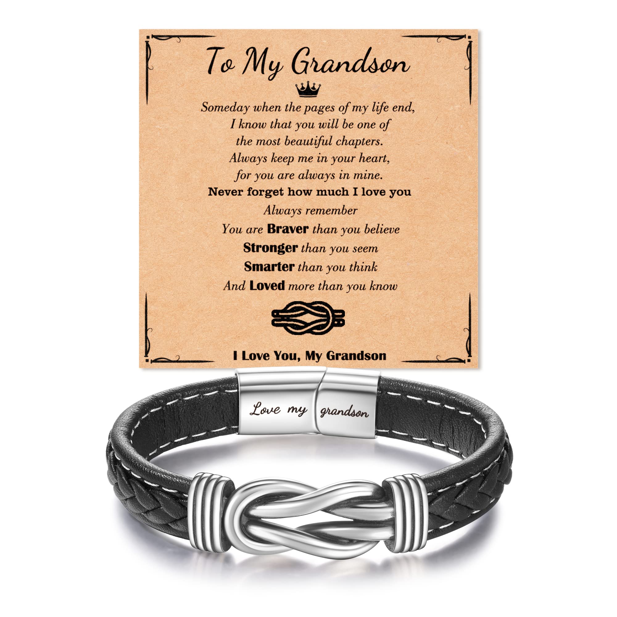 Tarsus Leather Knot Bracelet for Men - Stylish Gift for Son, Grandson, Nephew | Perfect for Graduation, Christmas & Birthdays | Durable & Trendy Accessory for Everyday Wear