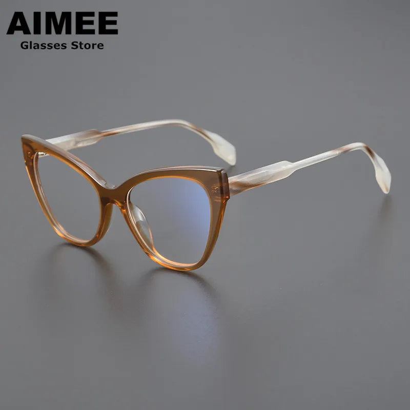 Aimee Unisex Full Rim Square Cat Eye Thick Acetate Eyeglasses 2629 - Stylish Retro Frames for Men & Women - Perfect for Reading, Work, and Fashion Accessories