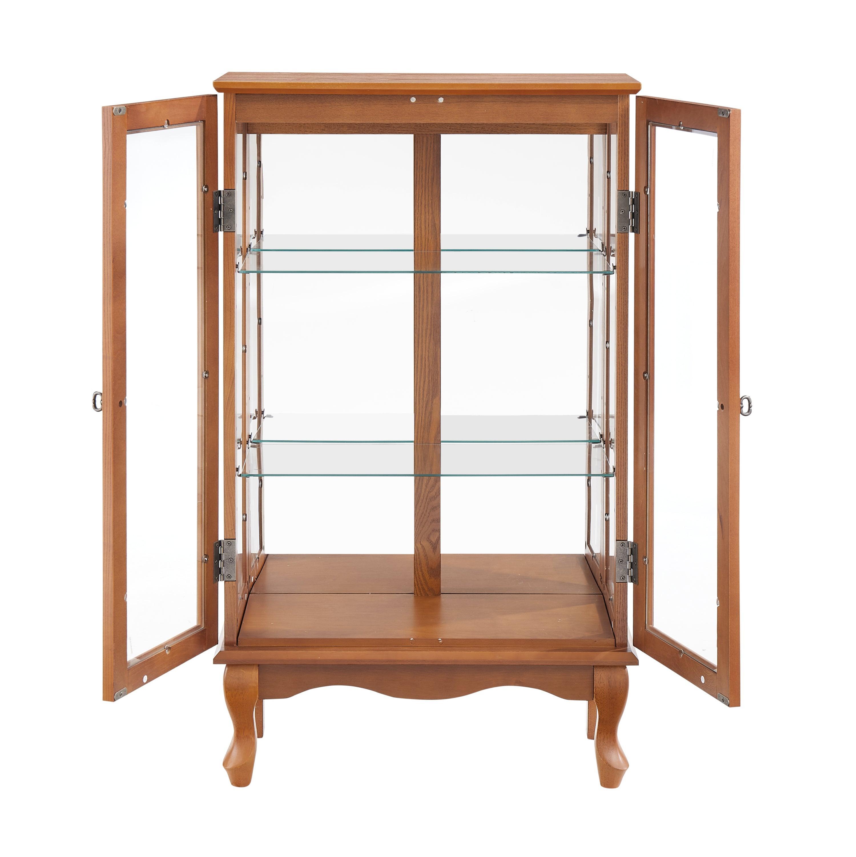 2 Door Curio Cabinet with Tempered Glass & Mirrored Back - LED Lighted Display Case for Living Room, Dining Room, Office - Showcase Collectibles, China, or Decor Items