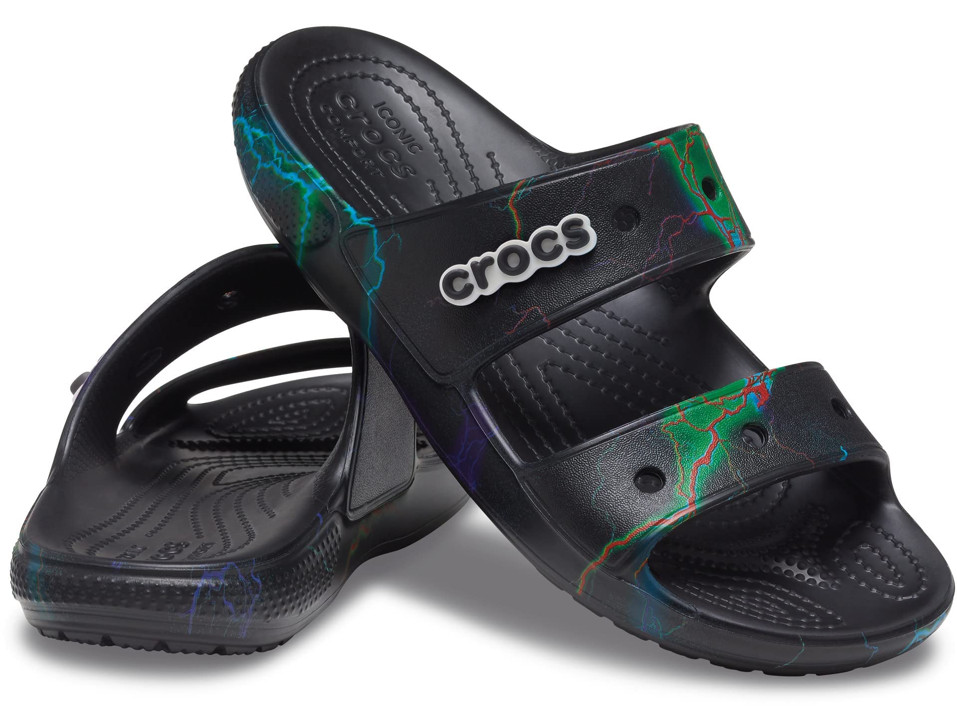 Crocs Unisex Classic Tie Dye Two-Strap Sandals Slide - Comfortable Beach & Pool Slides for Men and Women - Perfect for Summer, Vacation, and Casual Wear